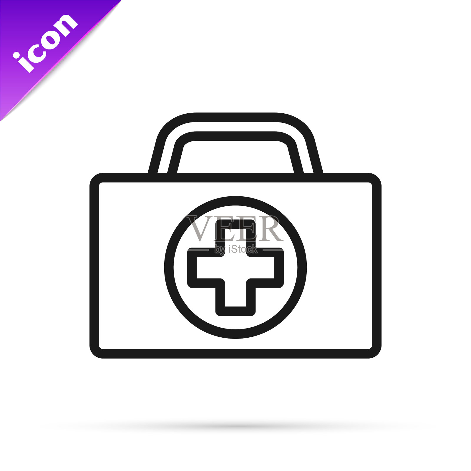 急救箱图标上的黑线隔离在白色上图标素材