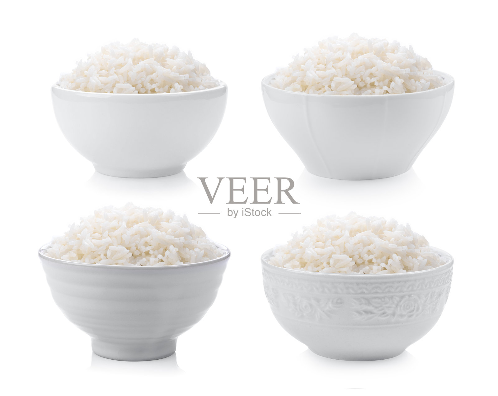 白底白碗里的米饭照片摄影图片