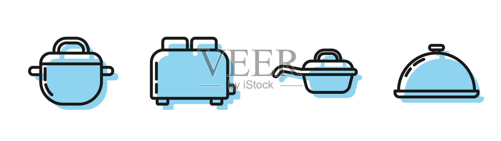 用煎锅摆线,用烤面包机煮锅图标素材