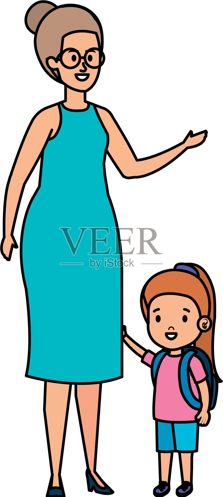 年轻的母亲带着小女儿设计元素图片