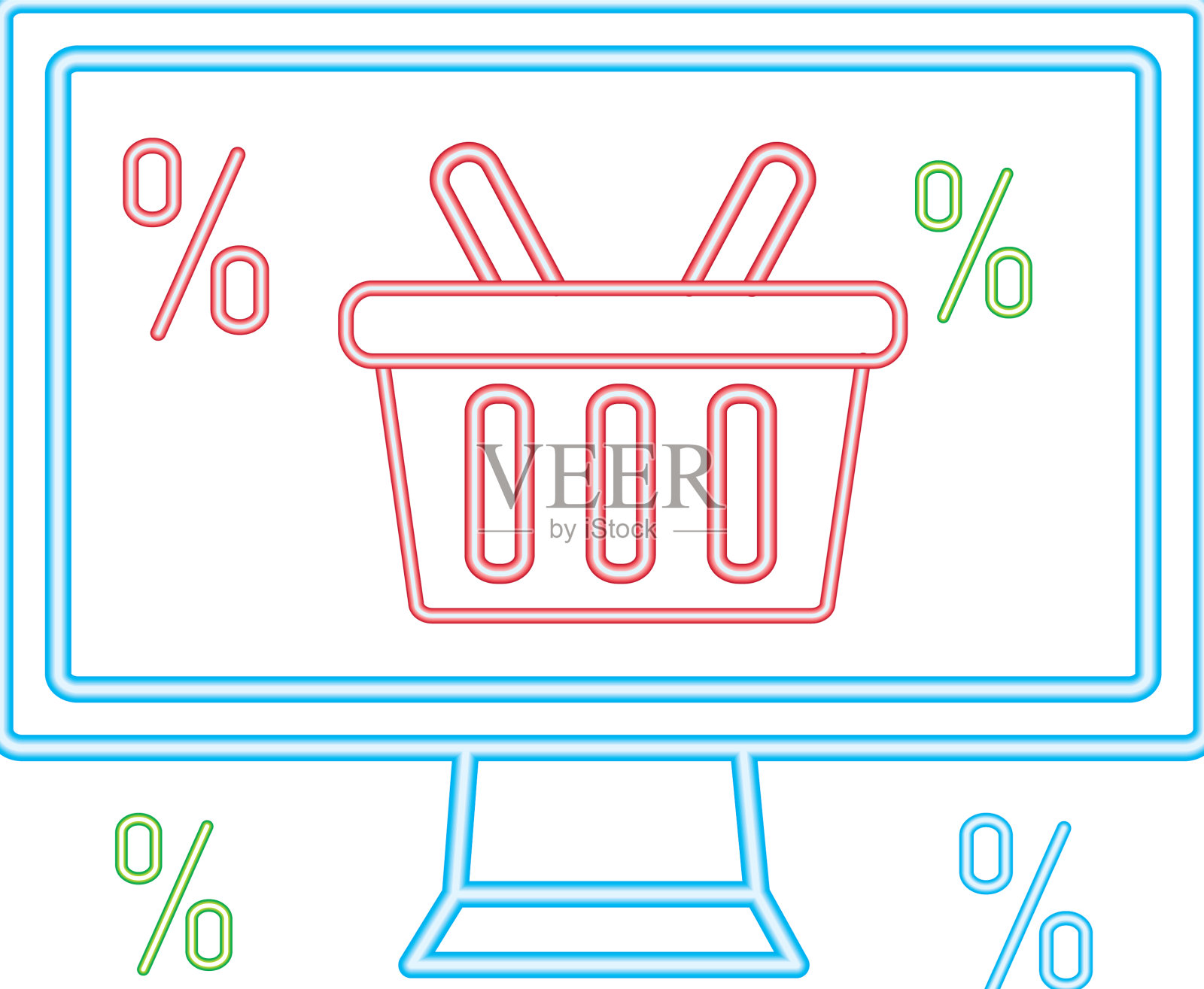 网上购物霓虹灯设计元素图片