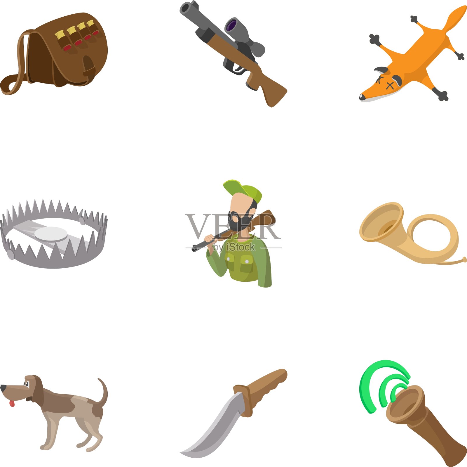 营地图标设置卡通风格图标素材