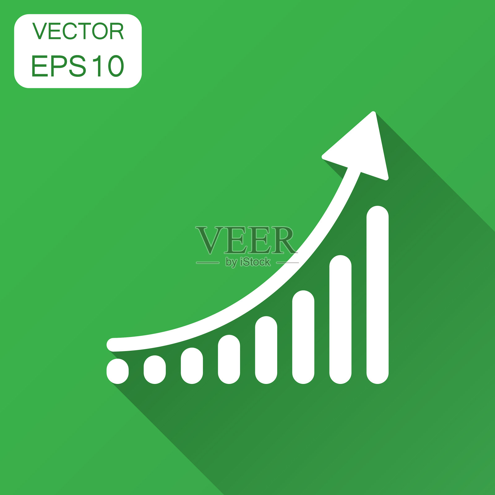 增长条形图图标在平面风格增加插画图片素材