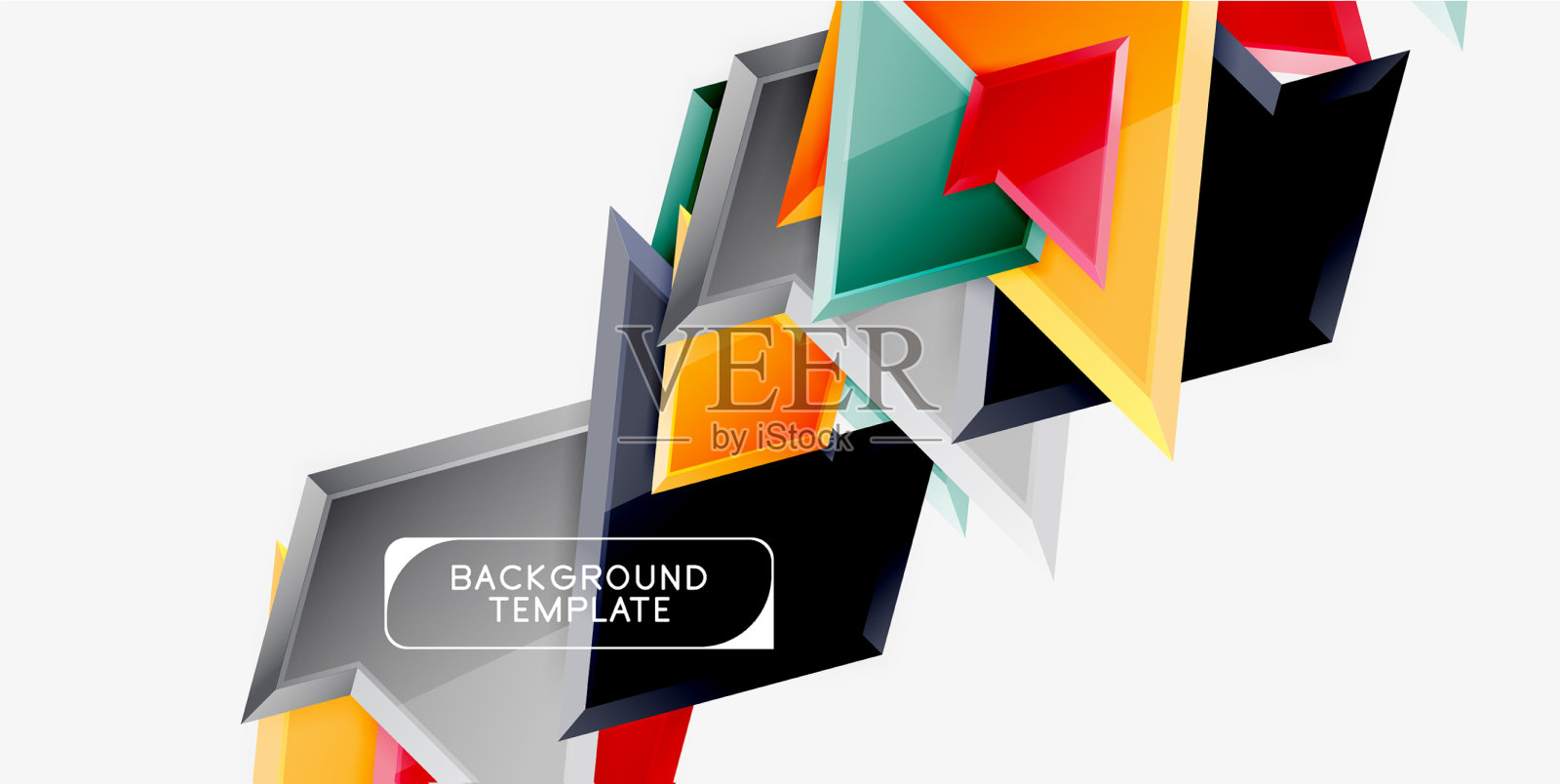 明亮多彩的三角形多边形三维组成插画图片素材