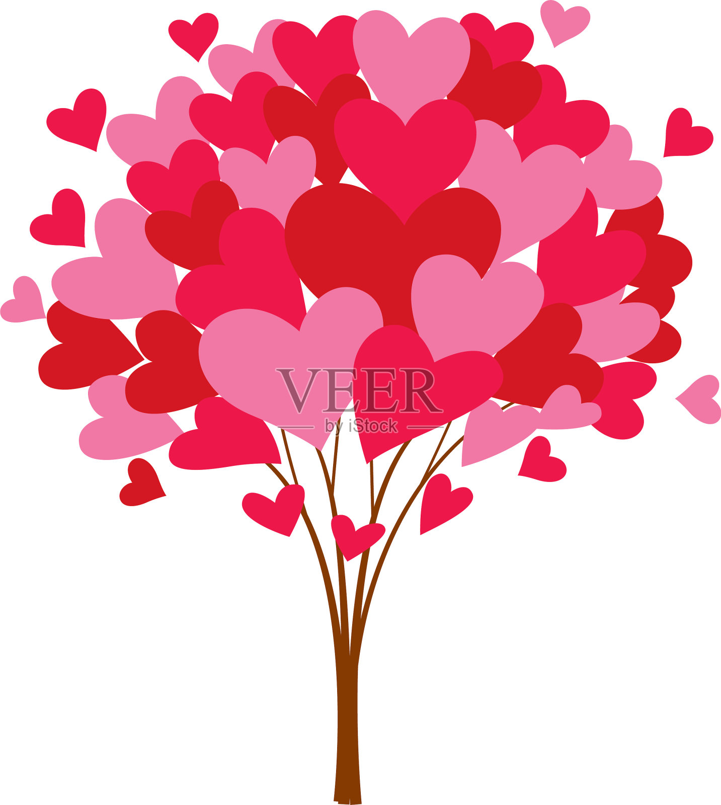 爱情树长着心的叶子设计元素图片