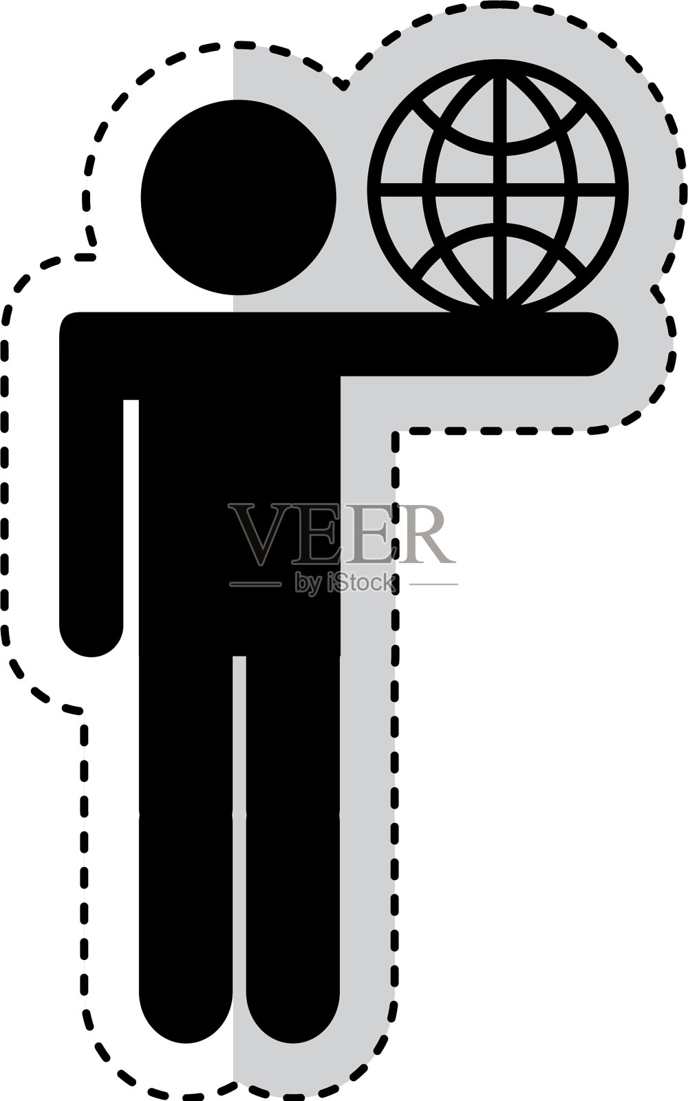 人的形象与球体行星孤立图标图标素材