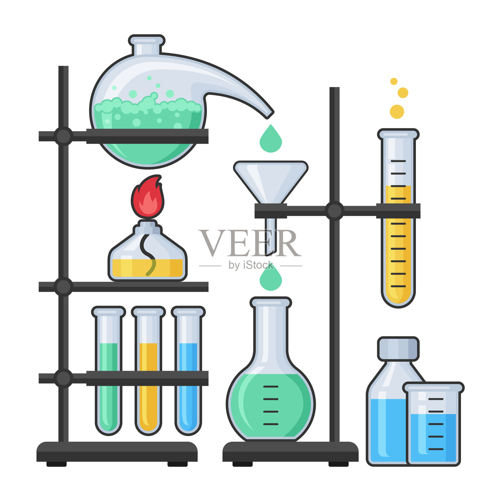化学实验室的科学设备图标素材