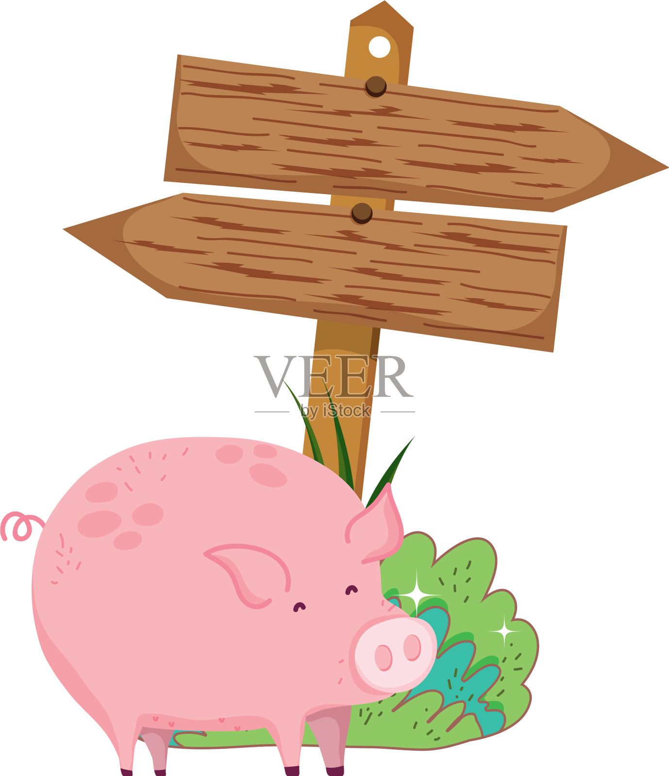 花园里有木箭和猪的信号设计元素图片