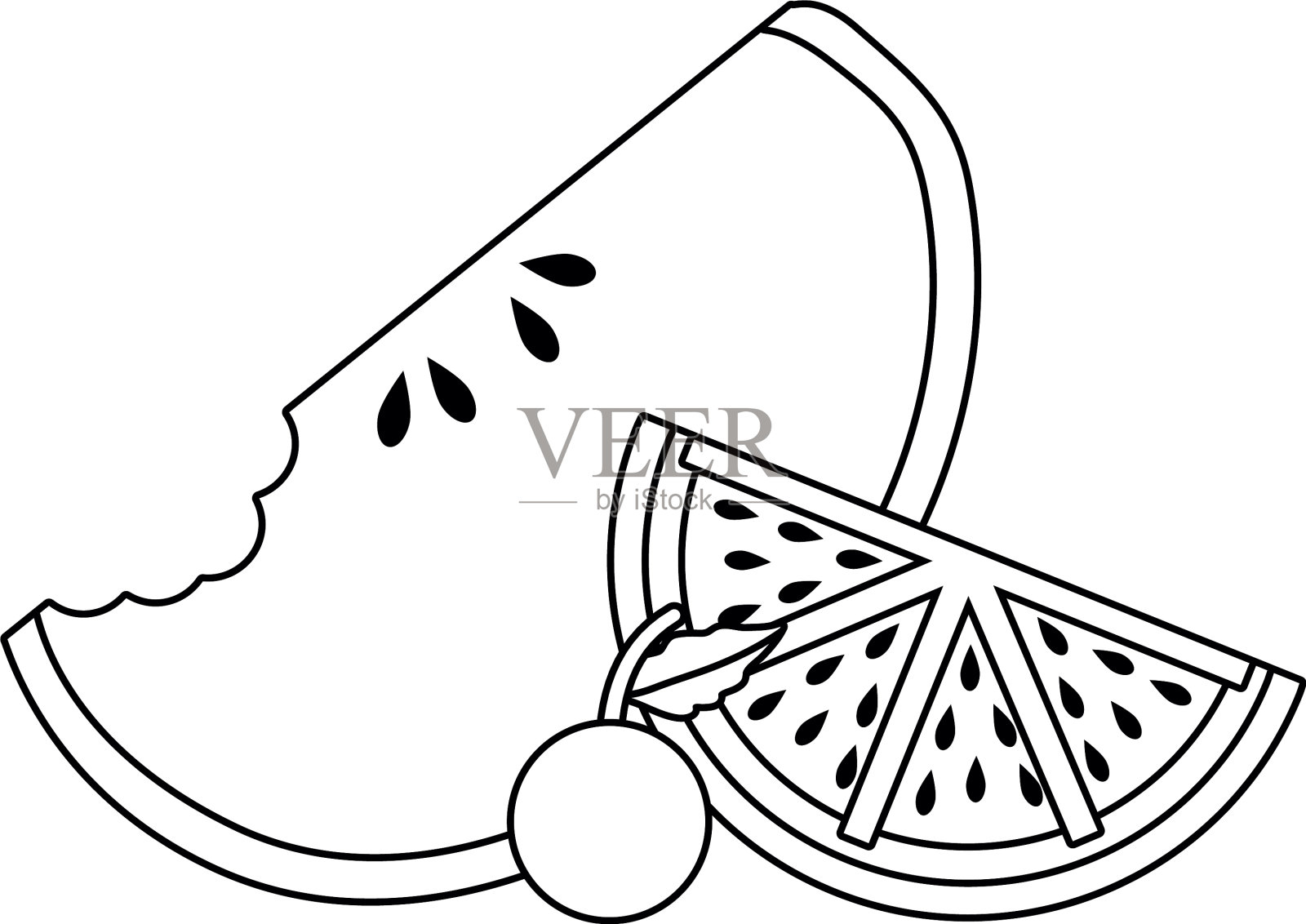 孤立的西瓜、苹果和橙子图案设计元素图片