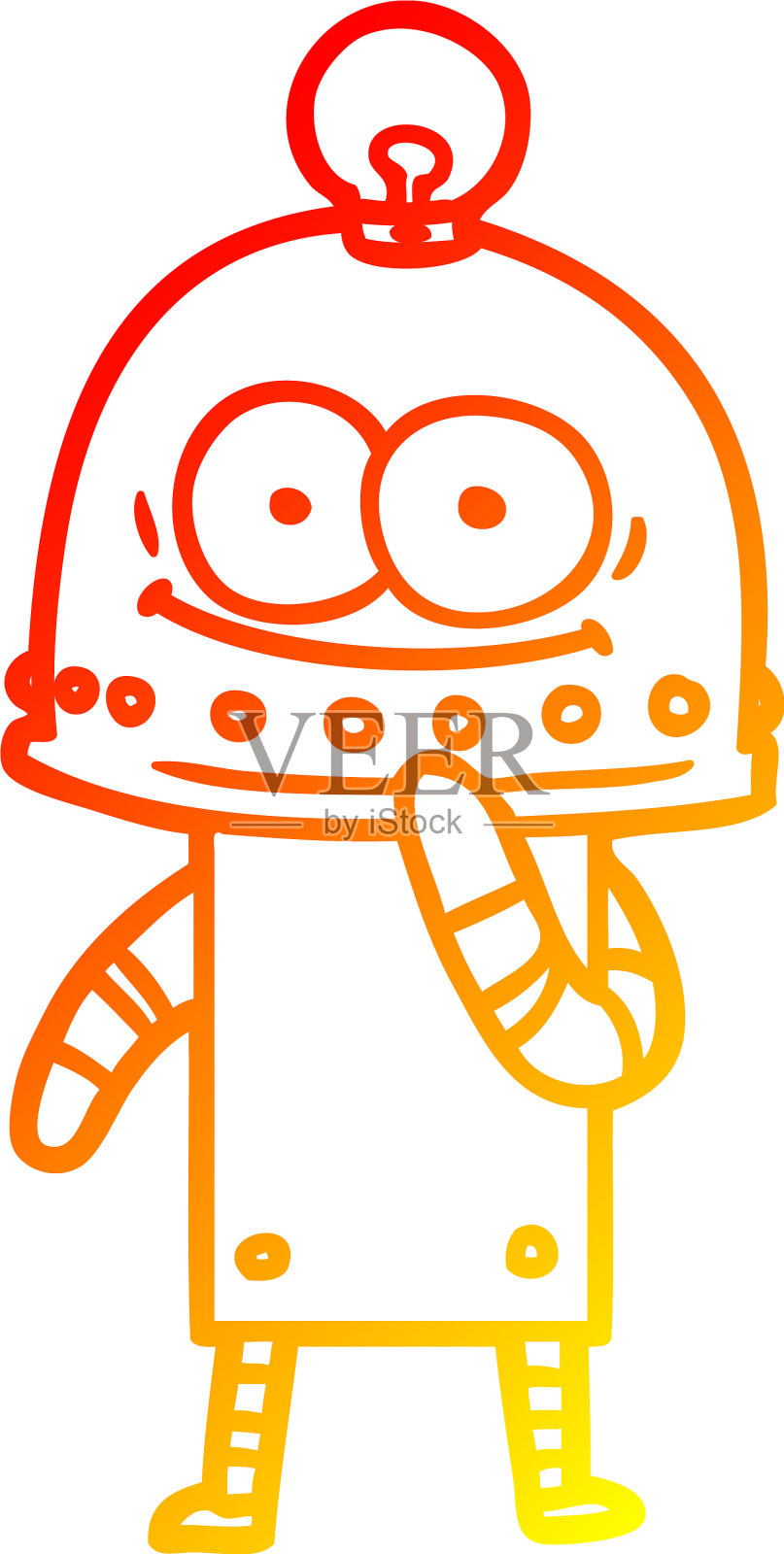 温暖的梯度线绘制快乐的纸箱机器人设计元素图片