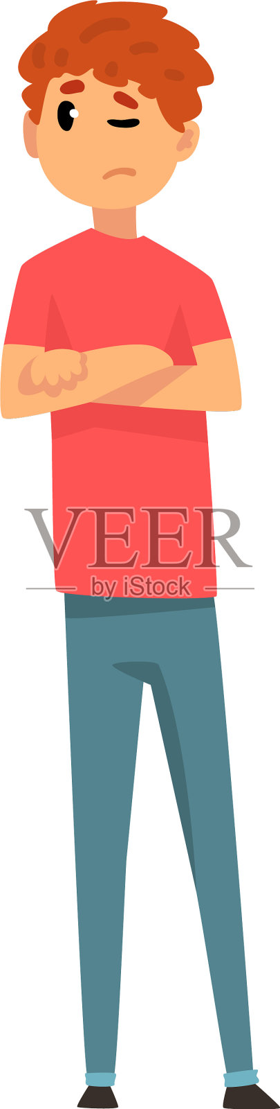 年轻人站在那里,双手合十望着设计元素图片