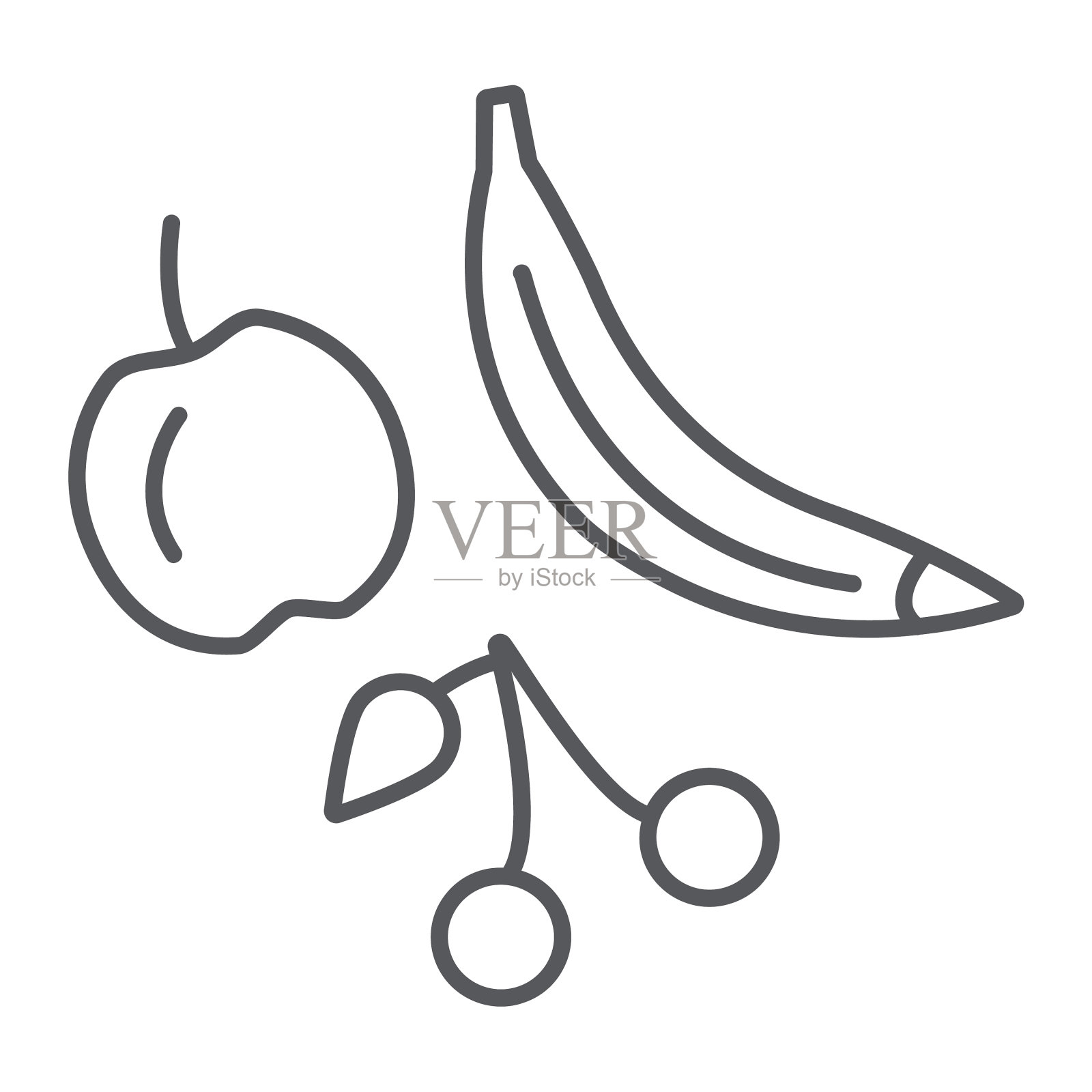 水果细线代表食物和健康的维生素图标素材