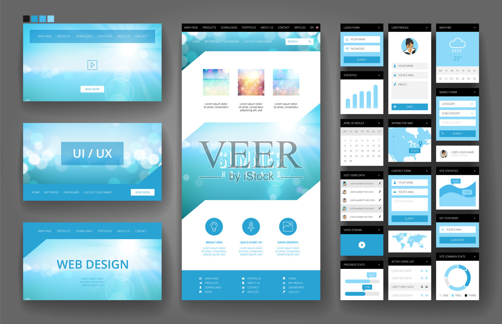 网站设计模板和界面元素设计模板素材