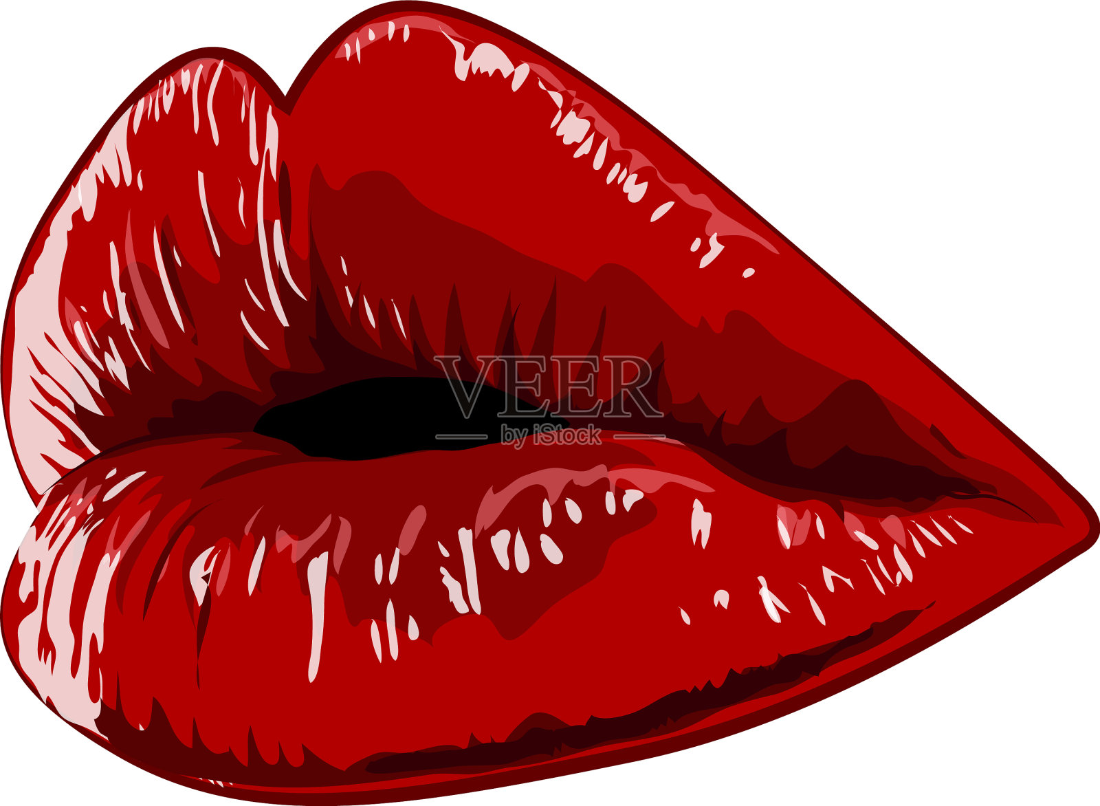 嘴唇手绘高度细节图形红色设计元素图片