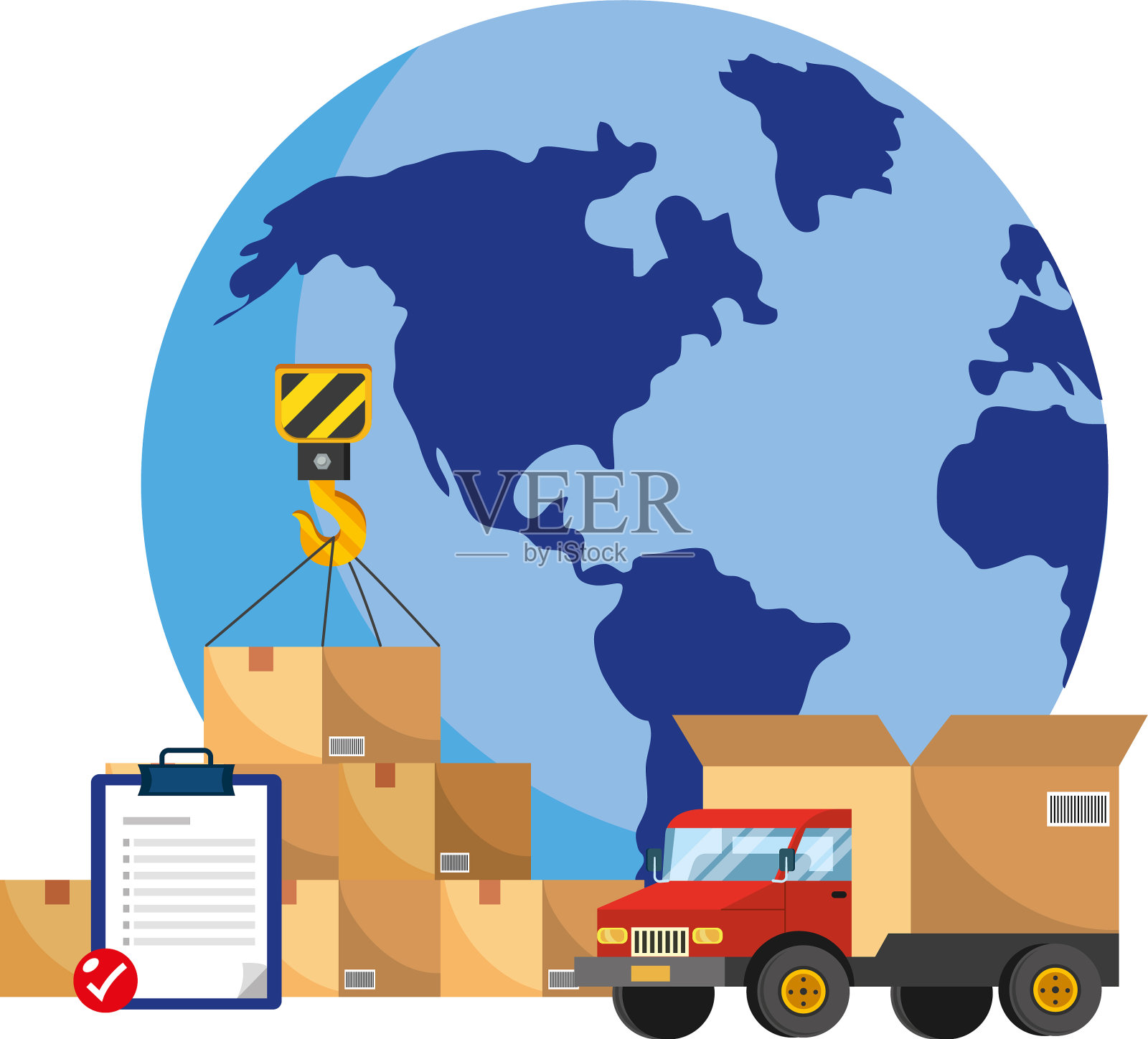 卡车后面有个大箱子设计元素图片