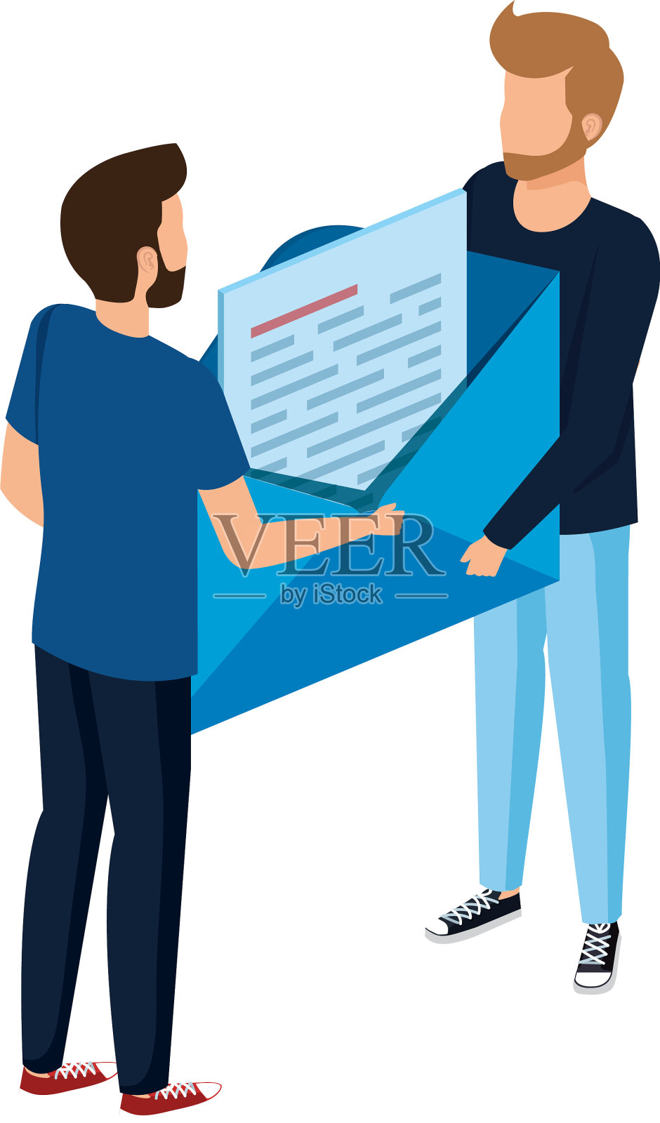 年轻人拿起信封寄信设计元素图片