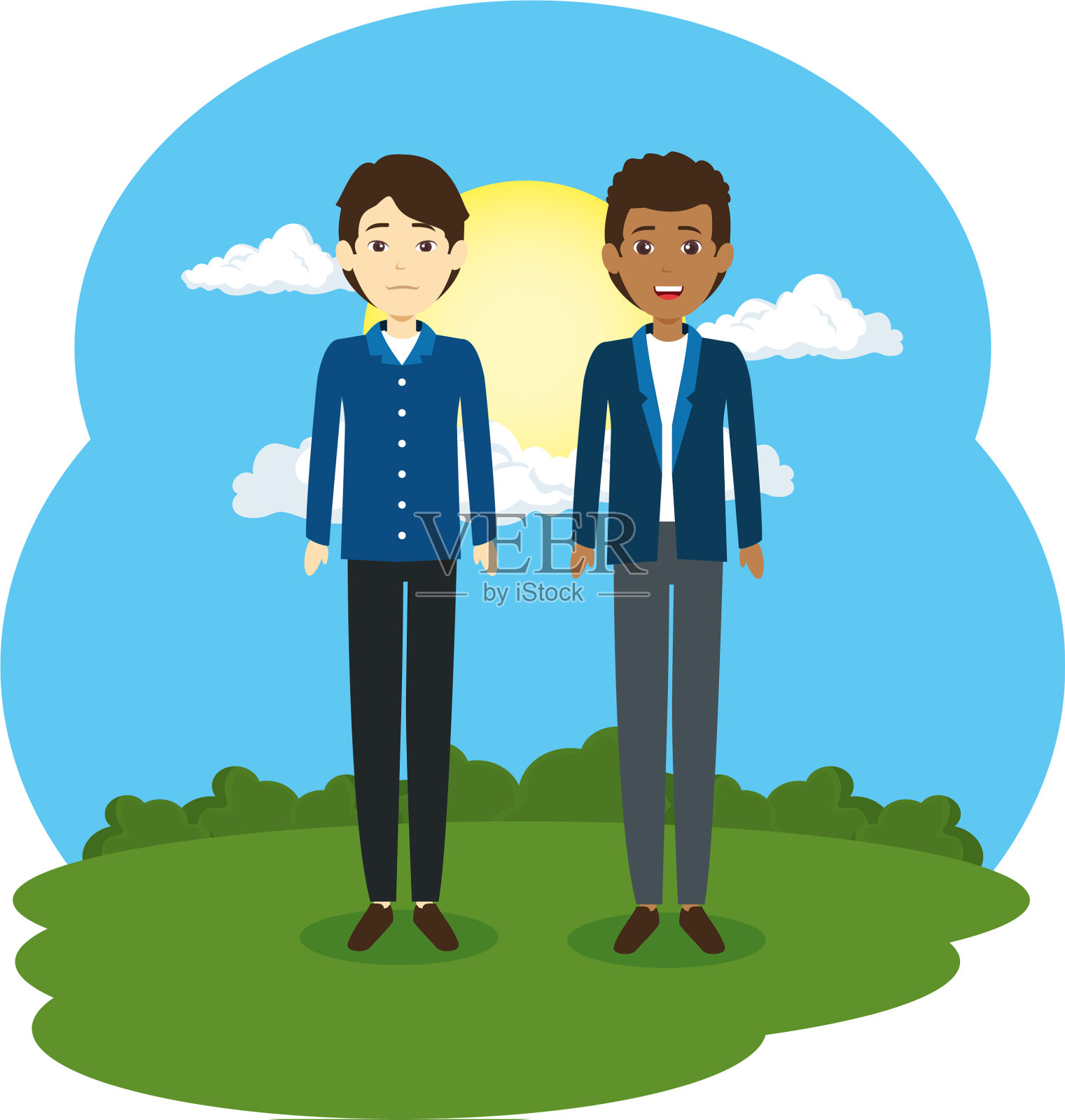 一对商人的景观虚拟形象设计元素图片