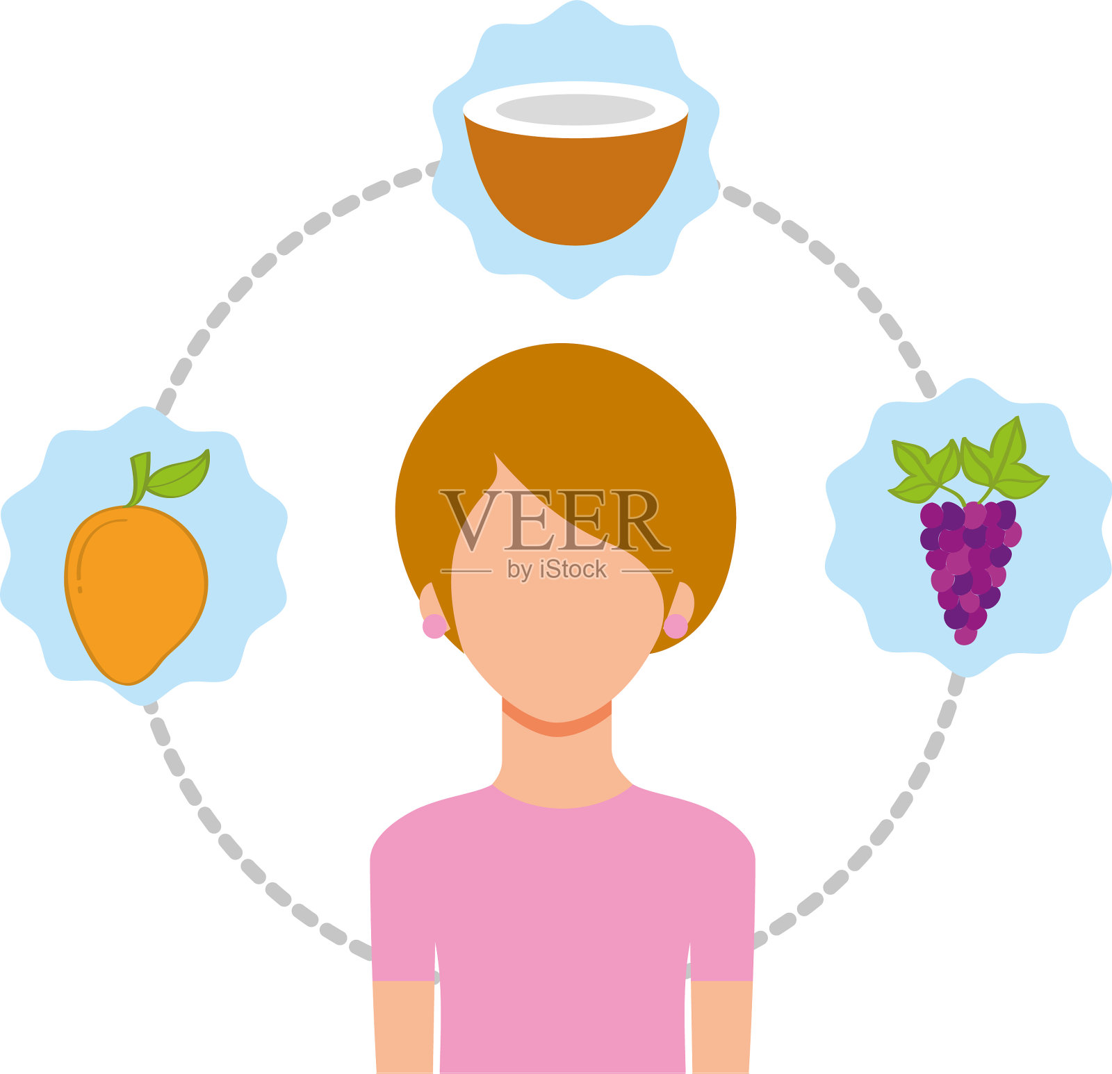 女人与新鲜的自然水果设计元素图片