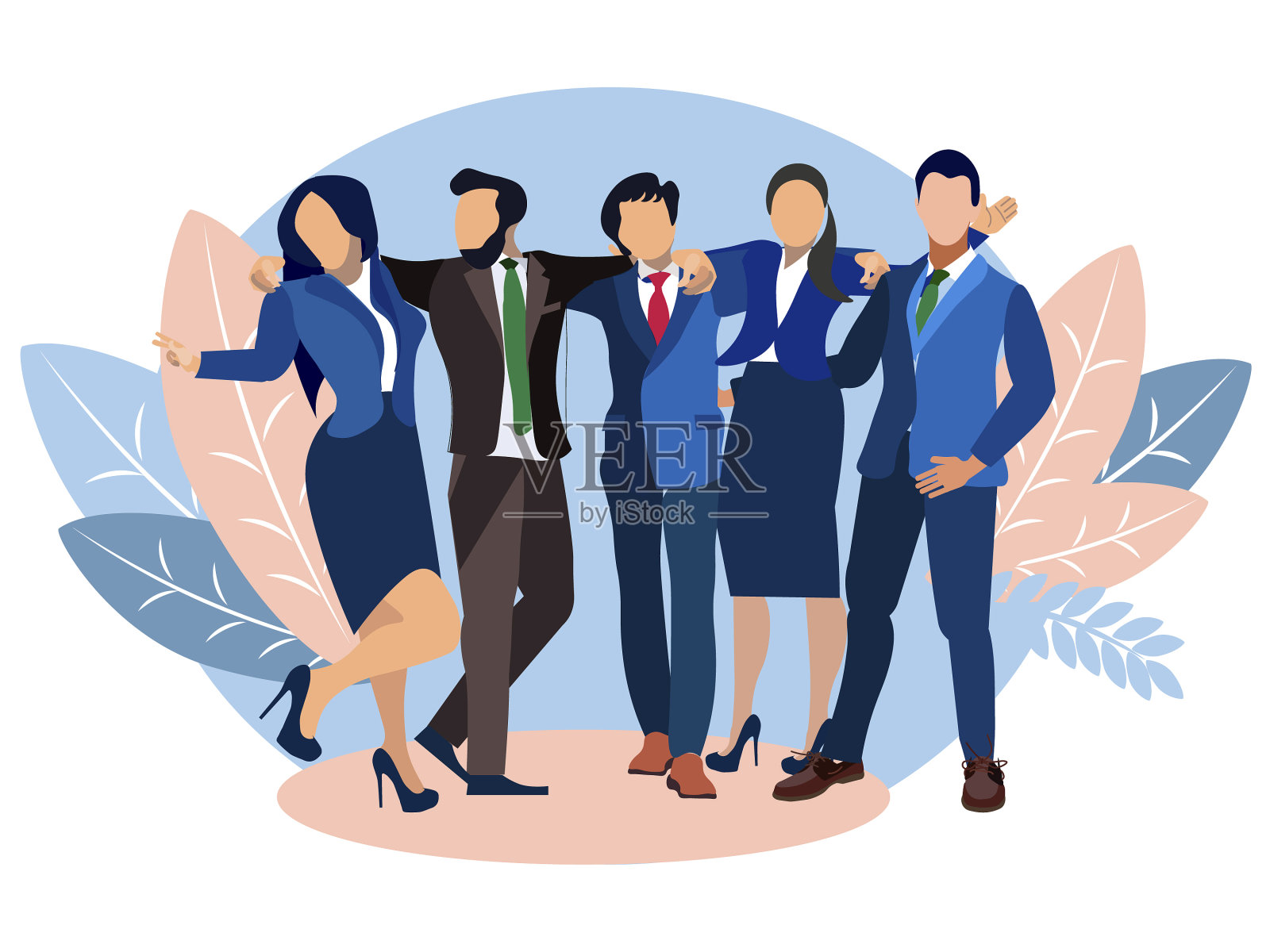 五个人一群朋友在摆姿势合影设计元素图片