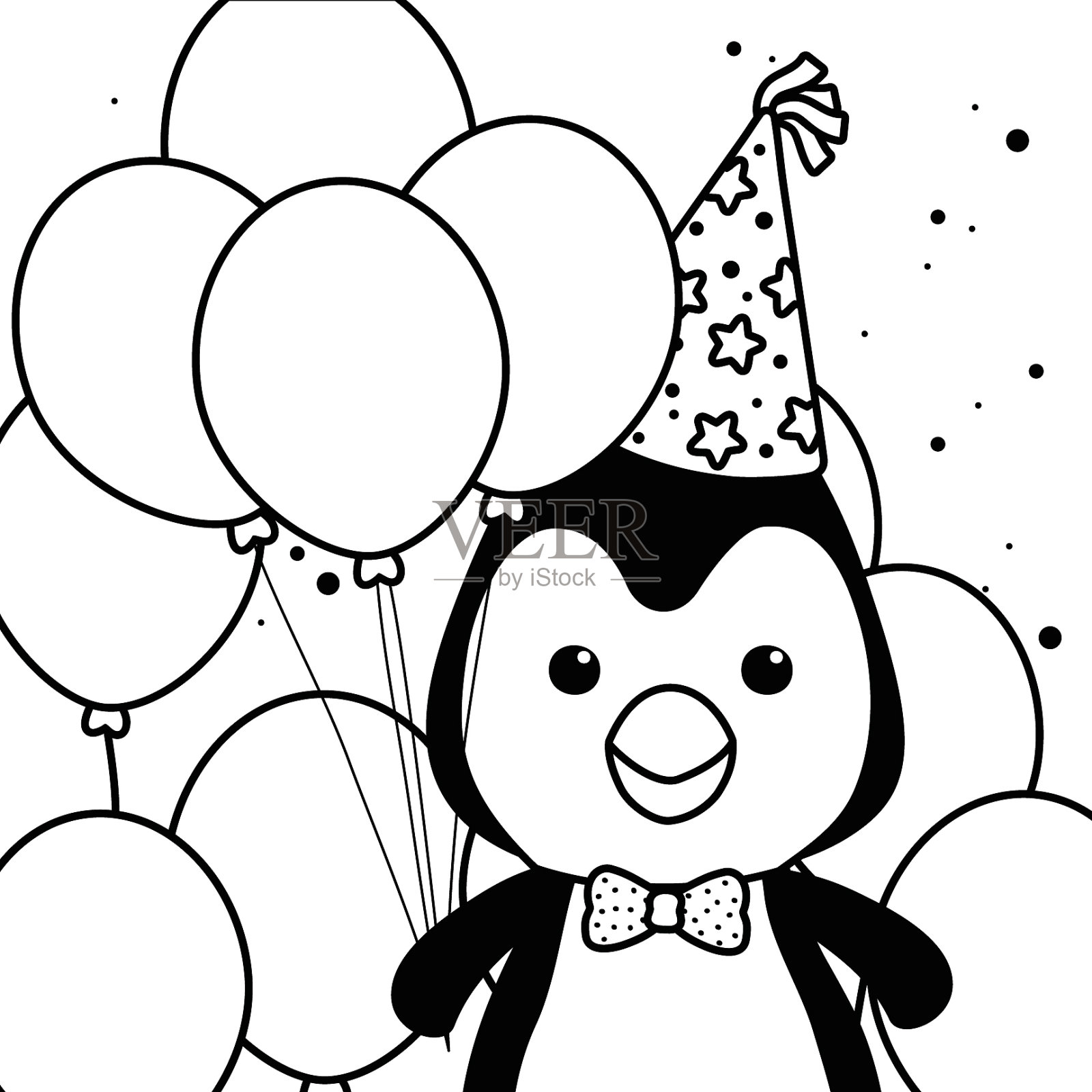 企鹅卡通与快乐的生日图标设计设计元素图片