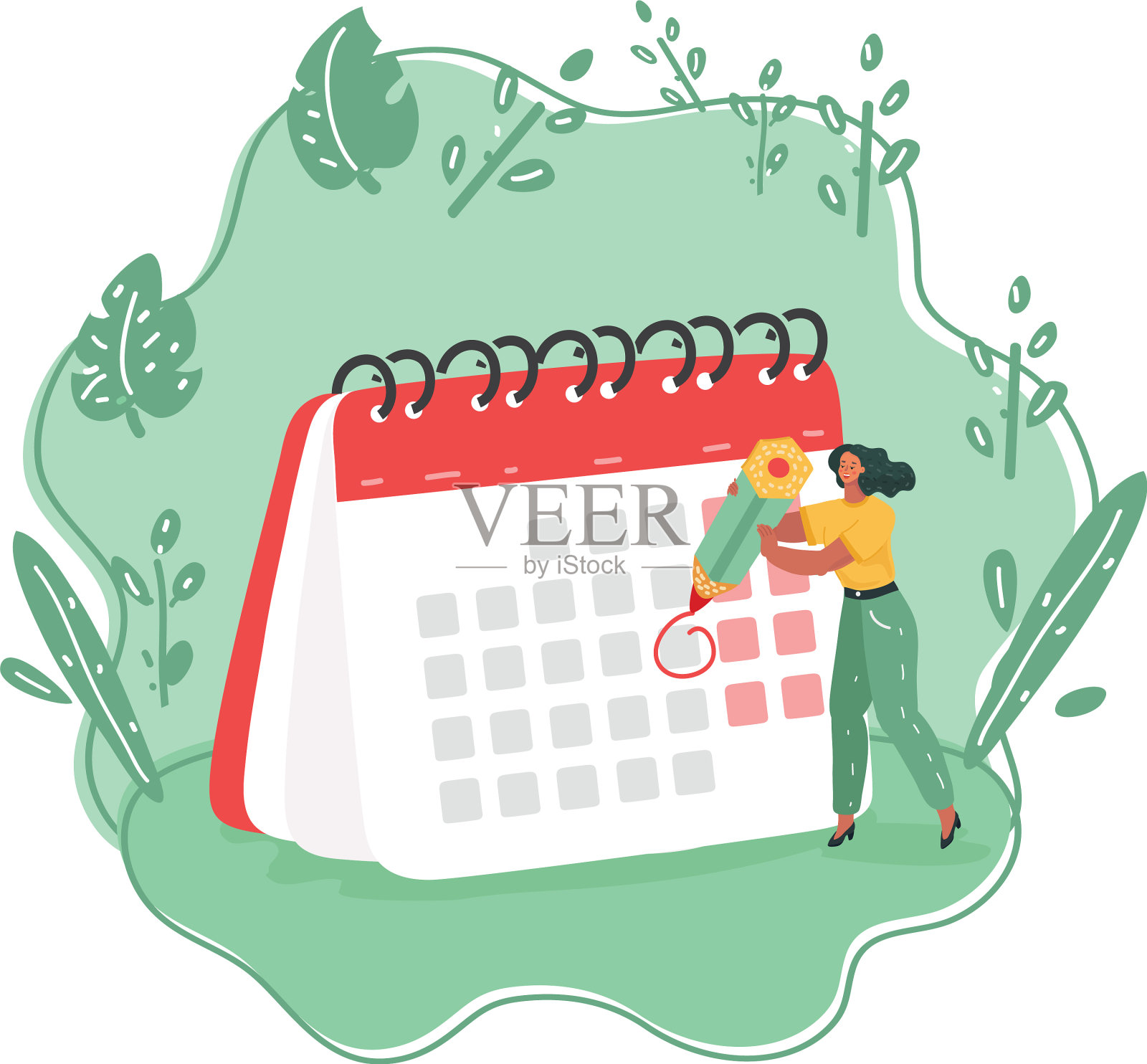 有日历的女人设计元素图片
