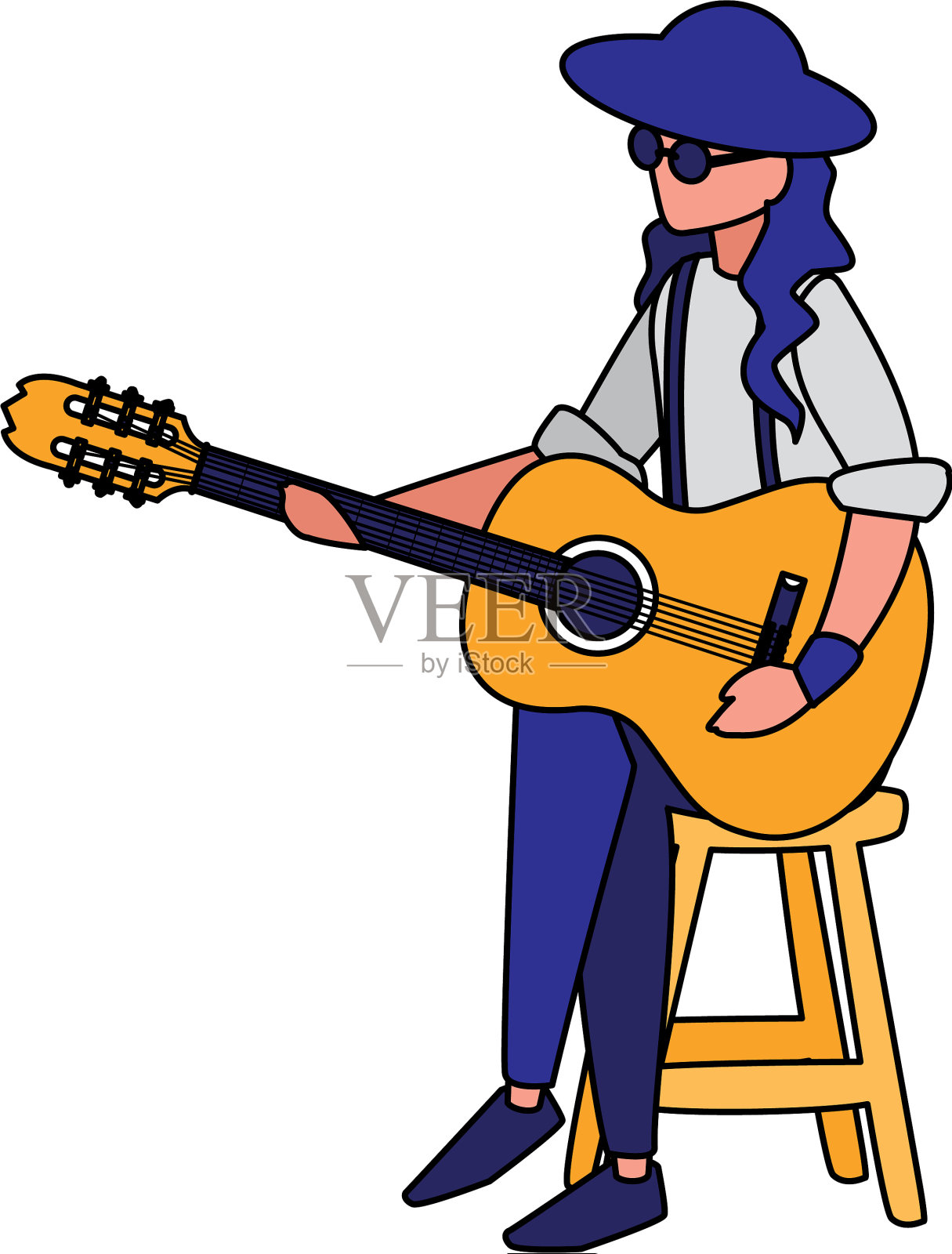 吉他手演奏吉他角色设计元素图片