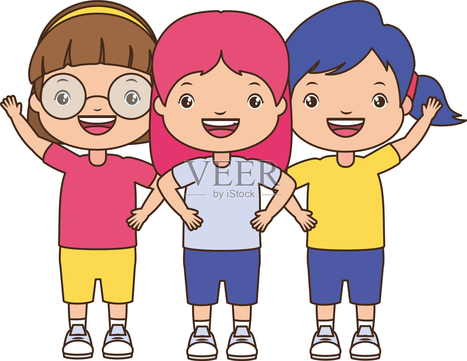 三个女孩拥抱设计元素图片