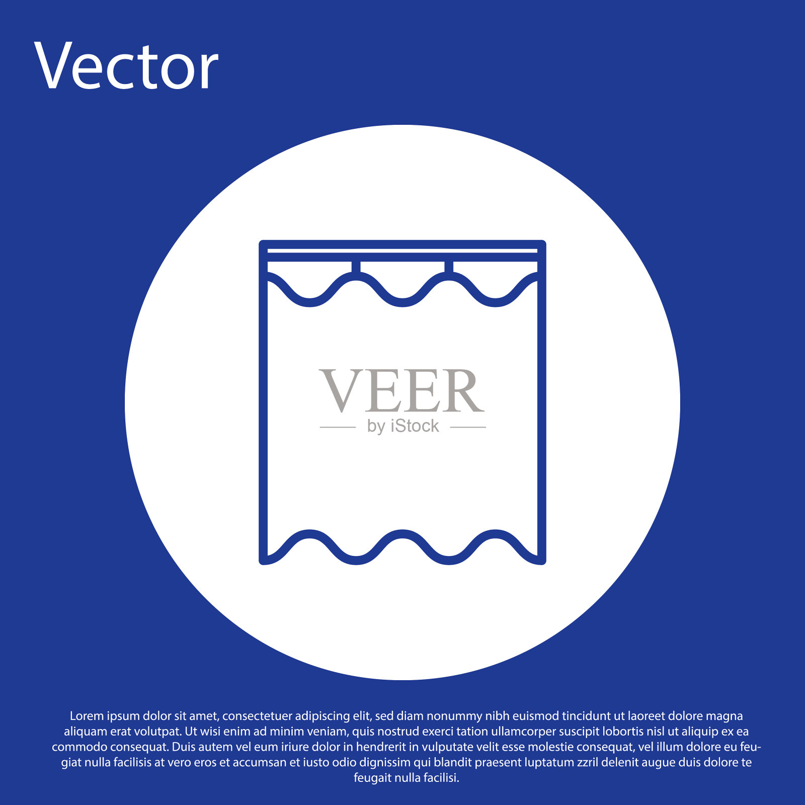 蓝线窗帘图标隔离在蓝色插画图片素材