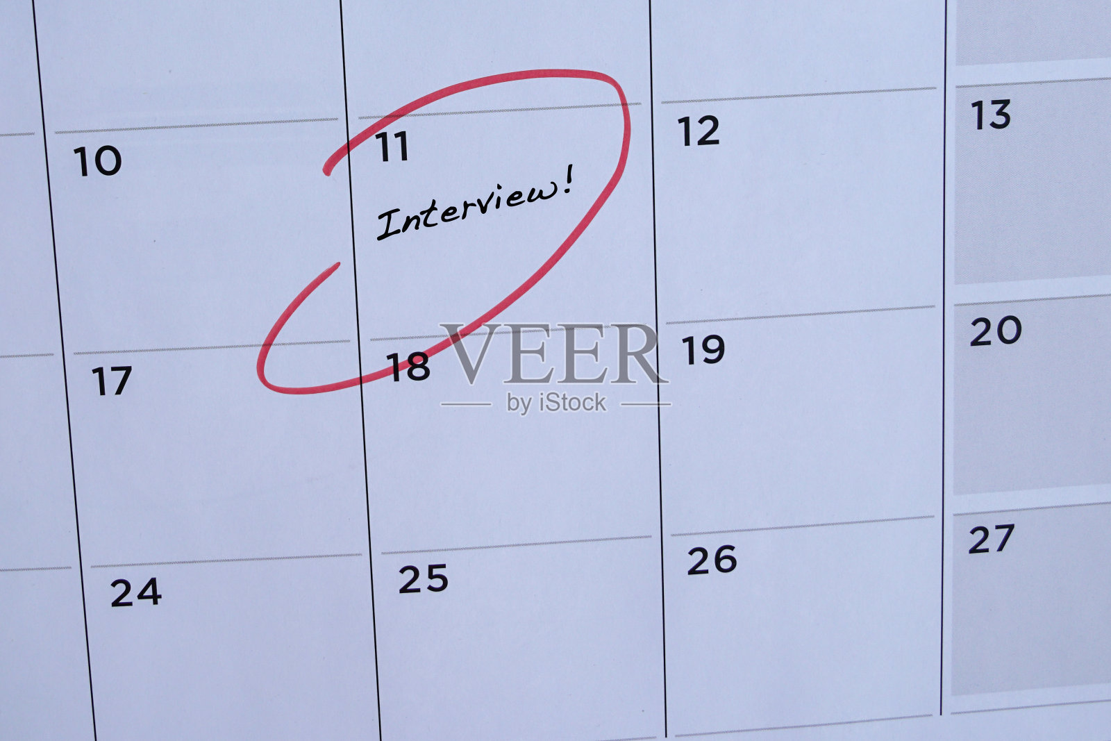 面试。在日历提醒。照片摄影图片