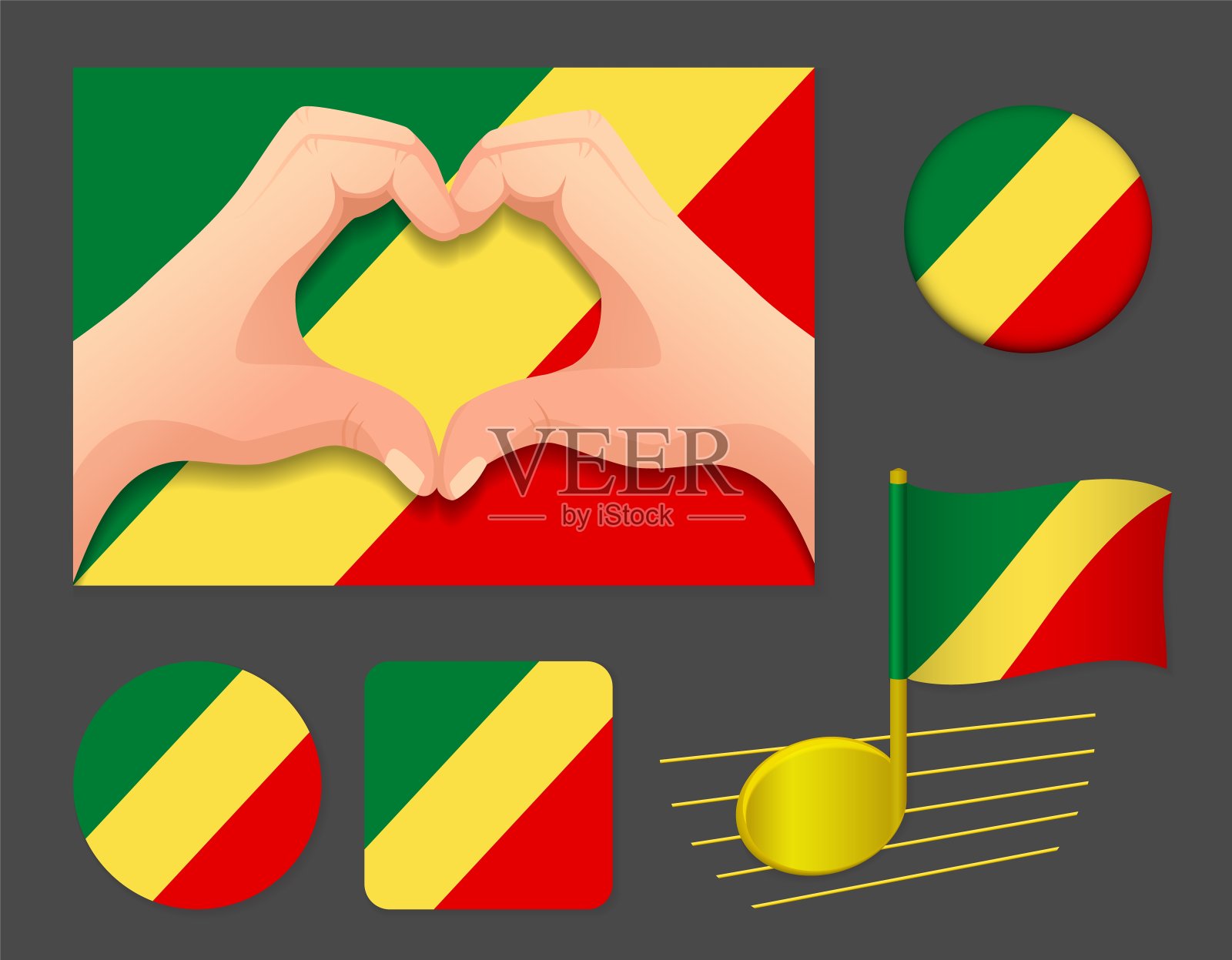 刚果共和国国旗图标。插画图片素材