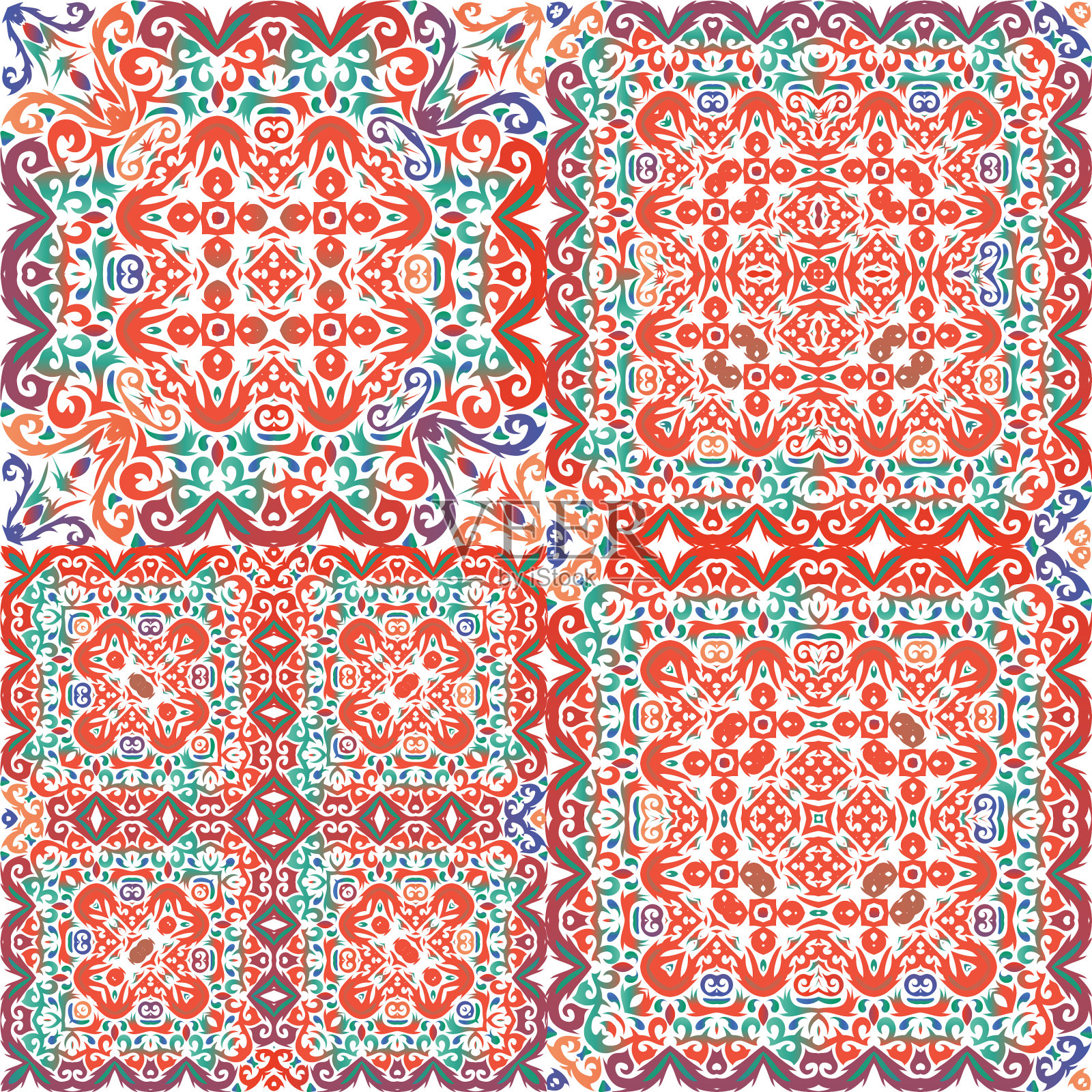 民族瓷砖中的民族点缀插画图片素材