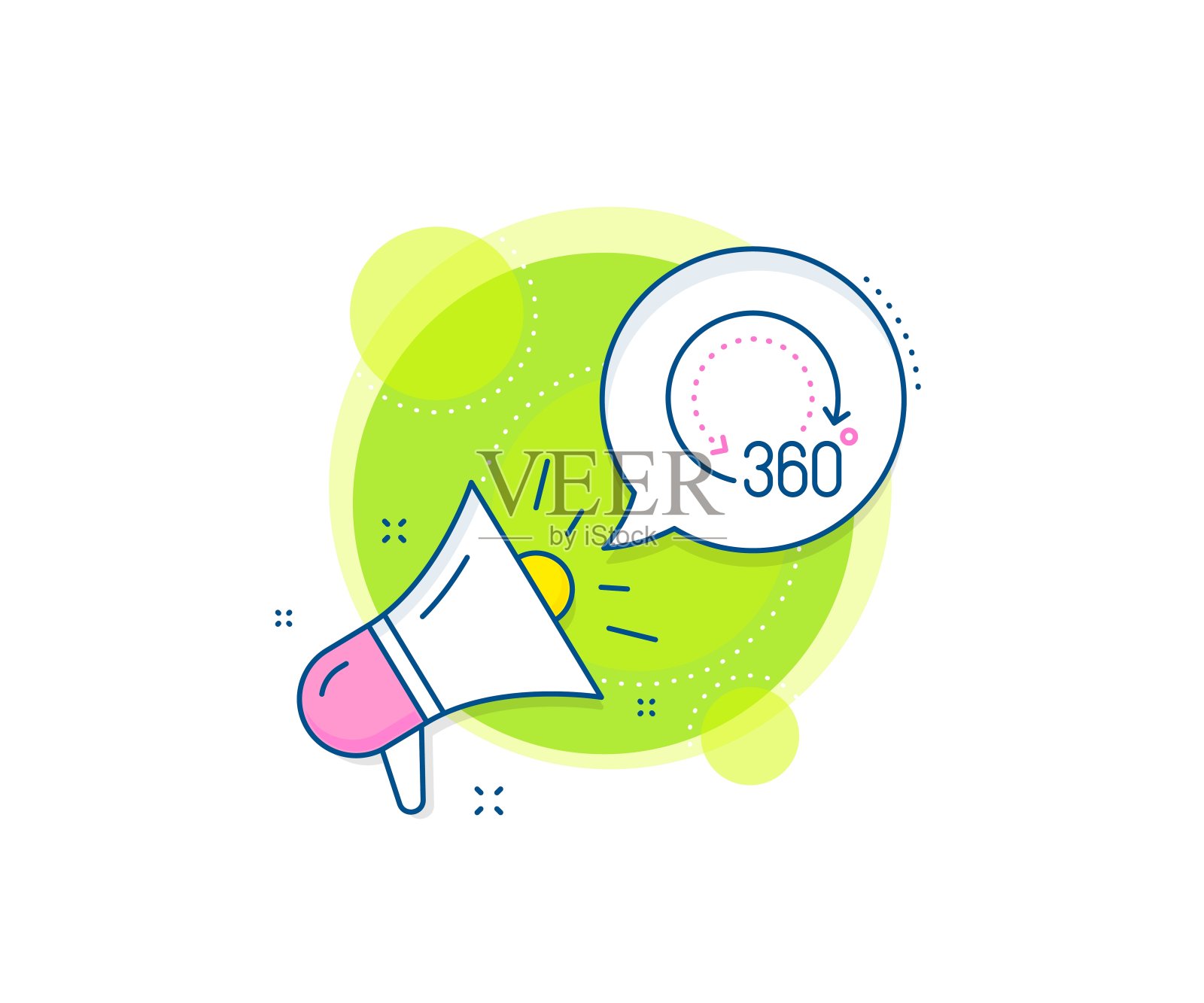 360度线图标。全景的迹象。虚拟现实技术模拟。向量插画图片素材