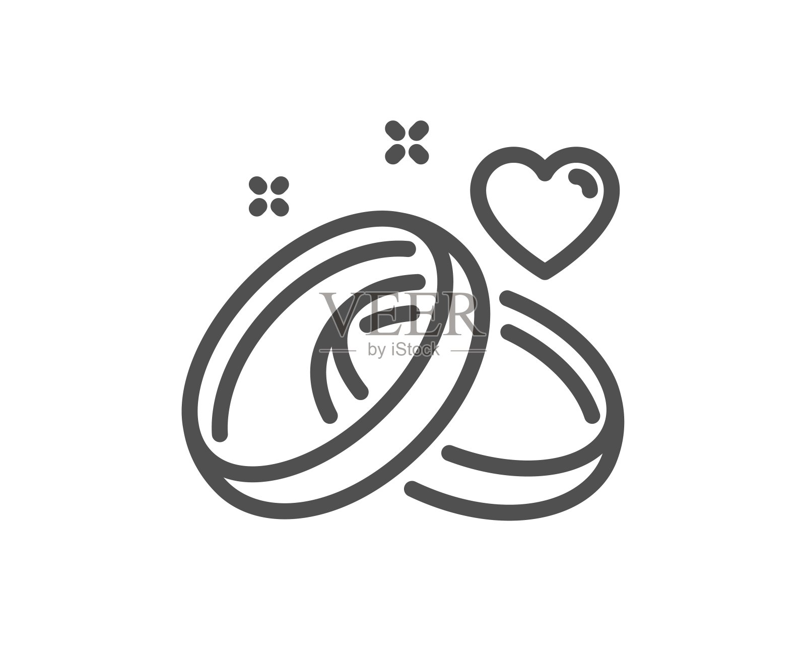 结婚戒指线图标。浪漫的订婚或结婚标志。向量插画图片素材