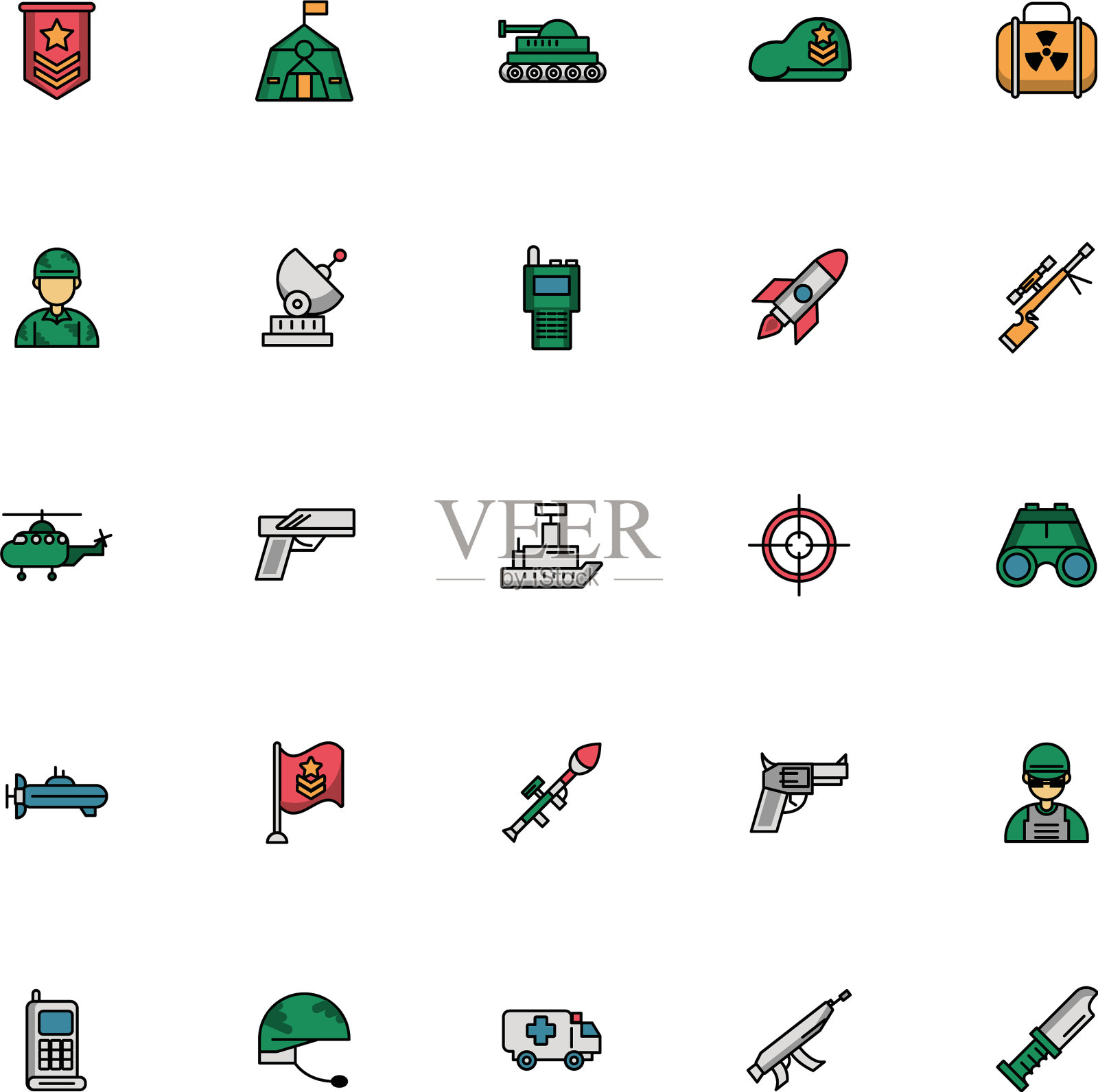 捆绑军事套装图标图标素材