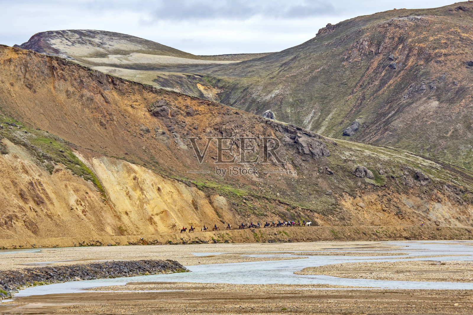 彩色山脉的火山景观Landmannalaugar。冰岛照片摄影图片