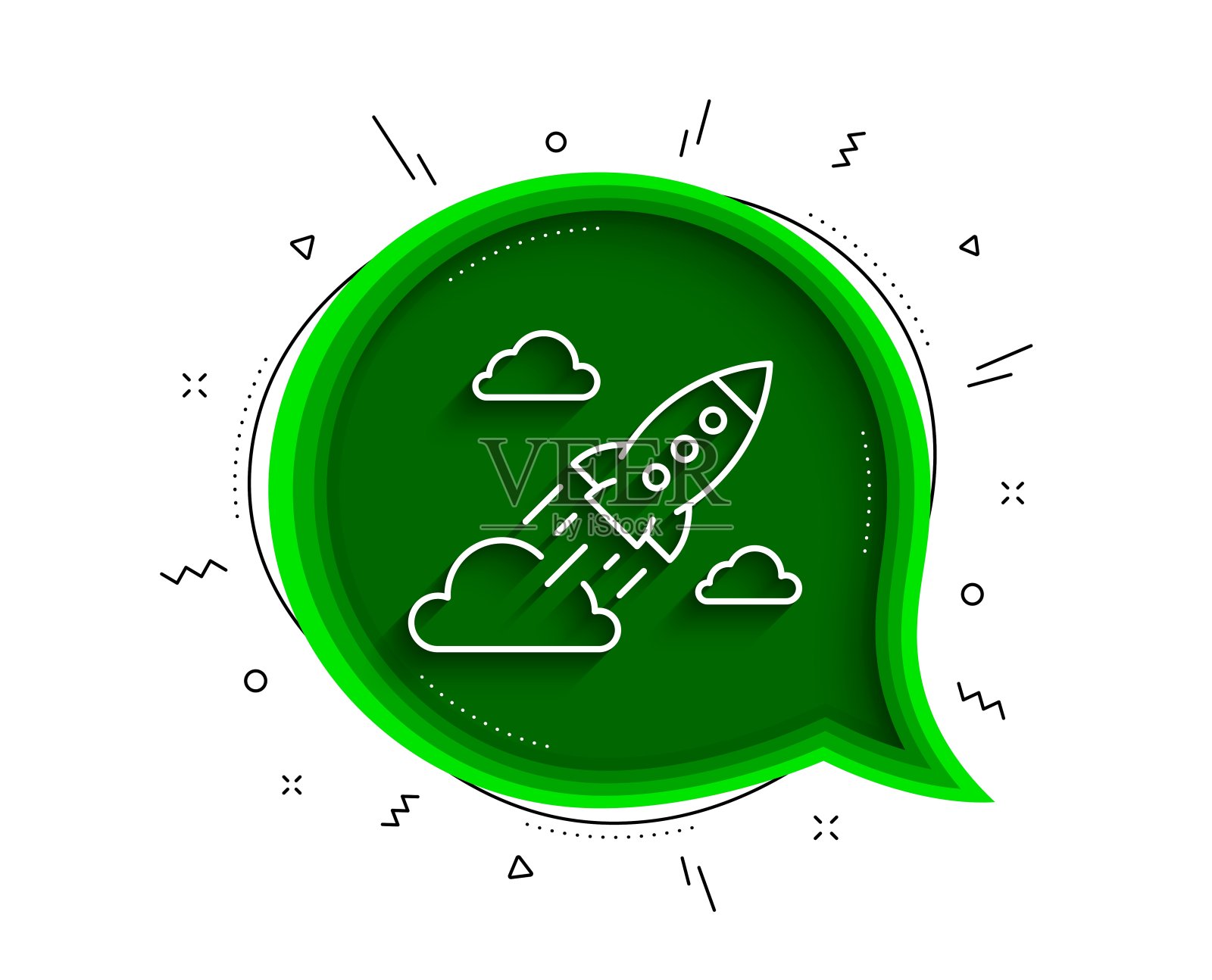 启动火箭线图标。启动项目的迹象。向量插画图片素材