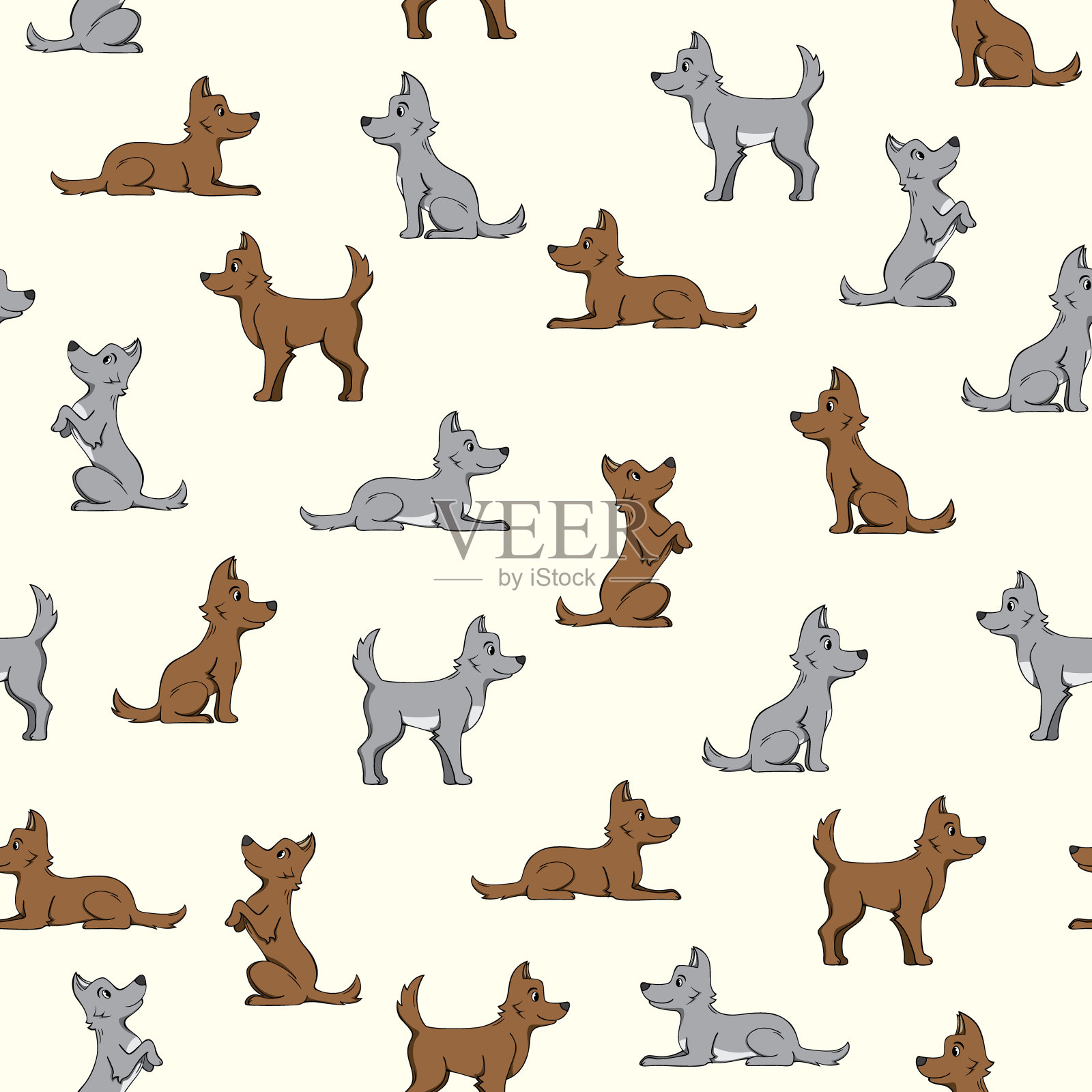 无缝模式与狗。插画图片素材