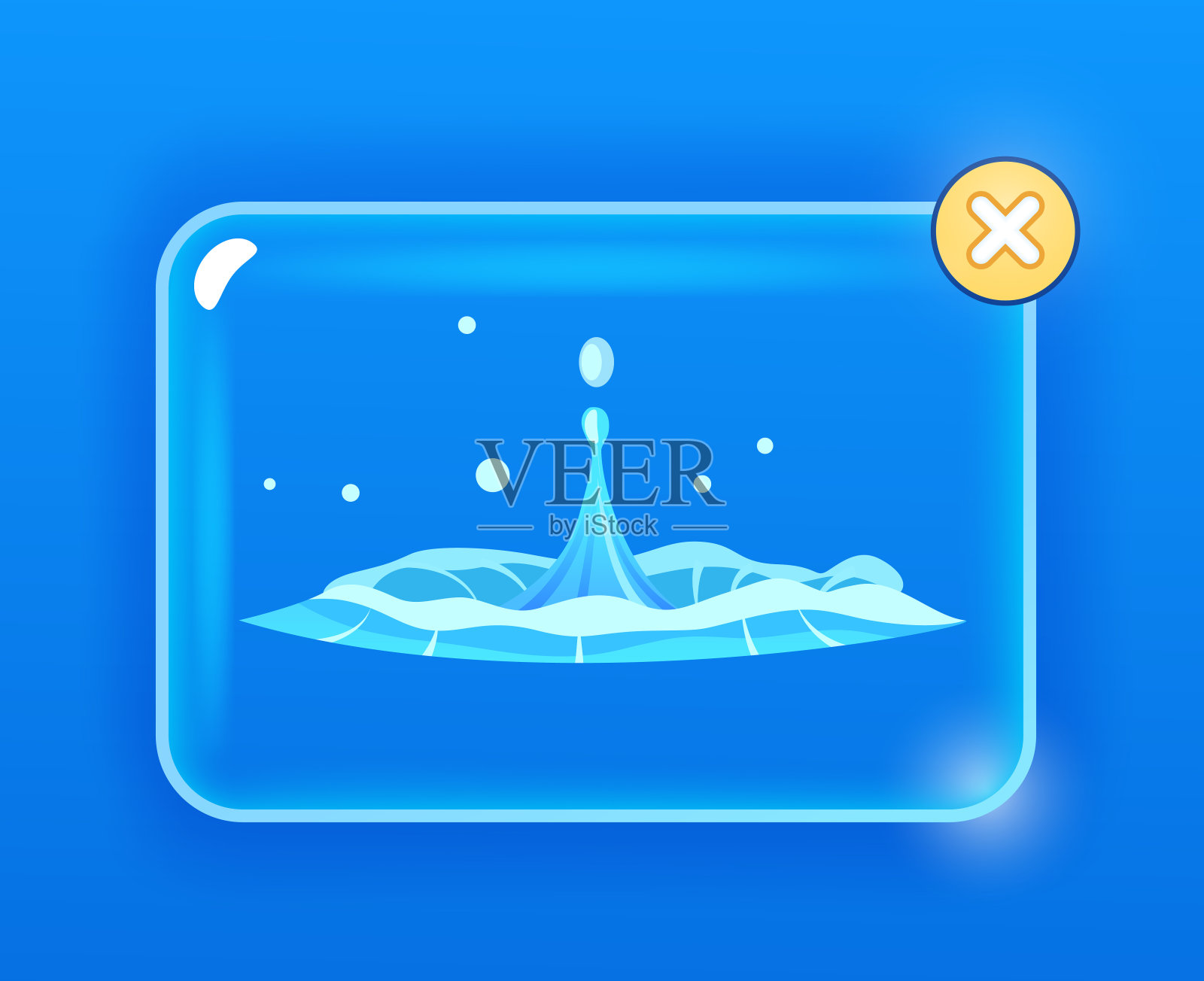 水滴落水孤立在蓝色。春天插画图片素材