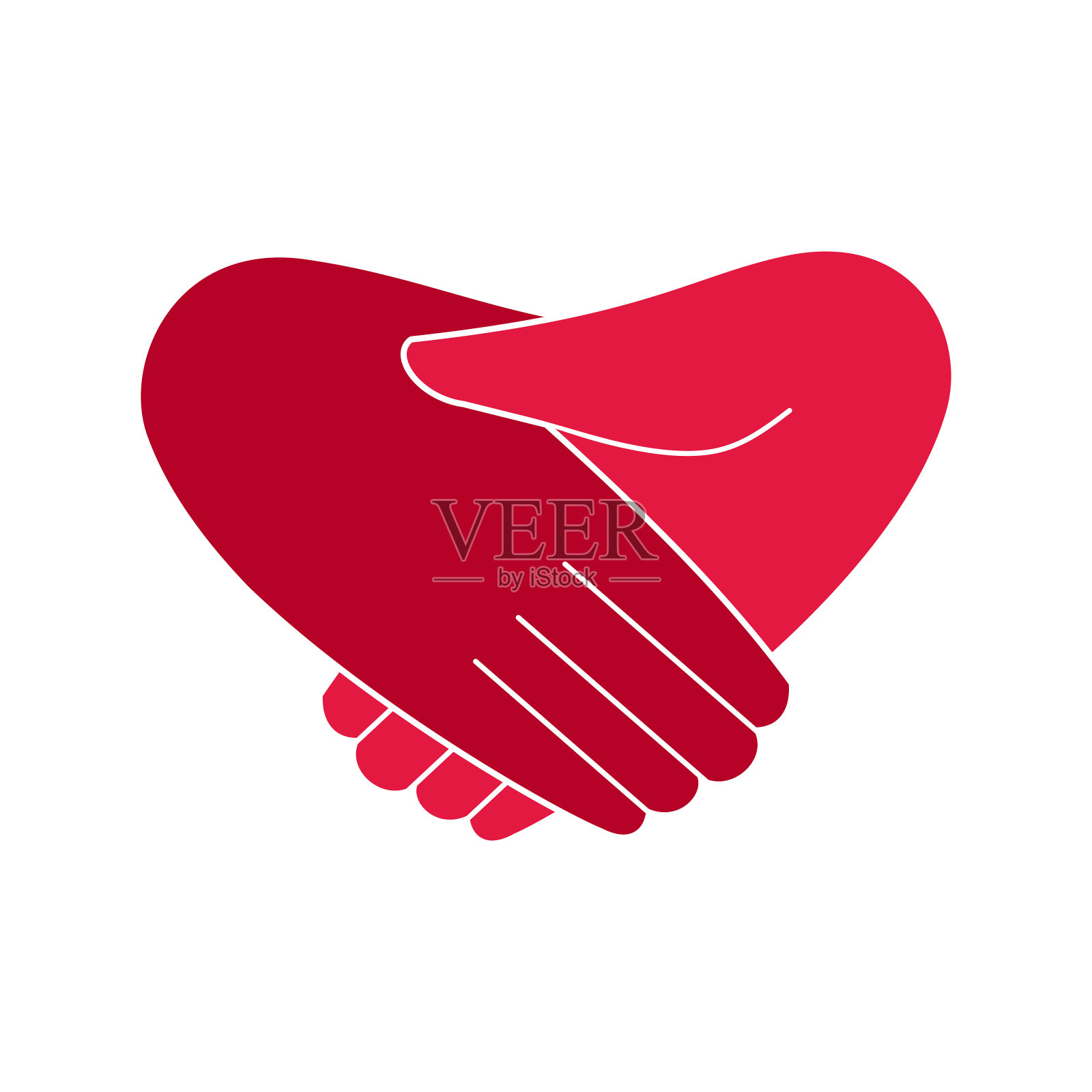 心形的握手是友谊、帮助、合作或慈善和志愿服务的象征插画图片素材