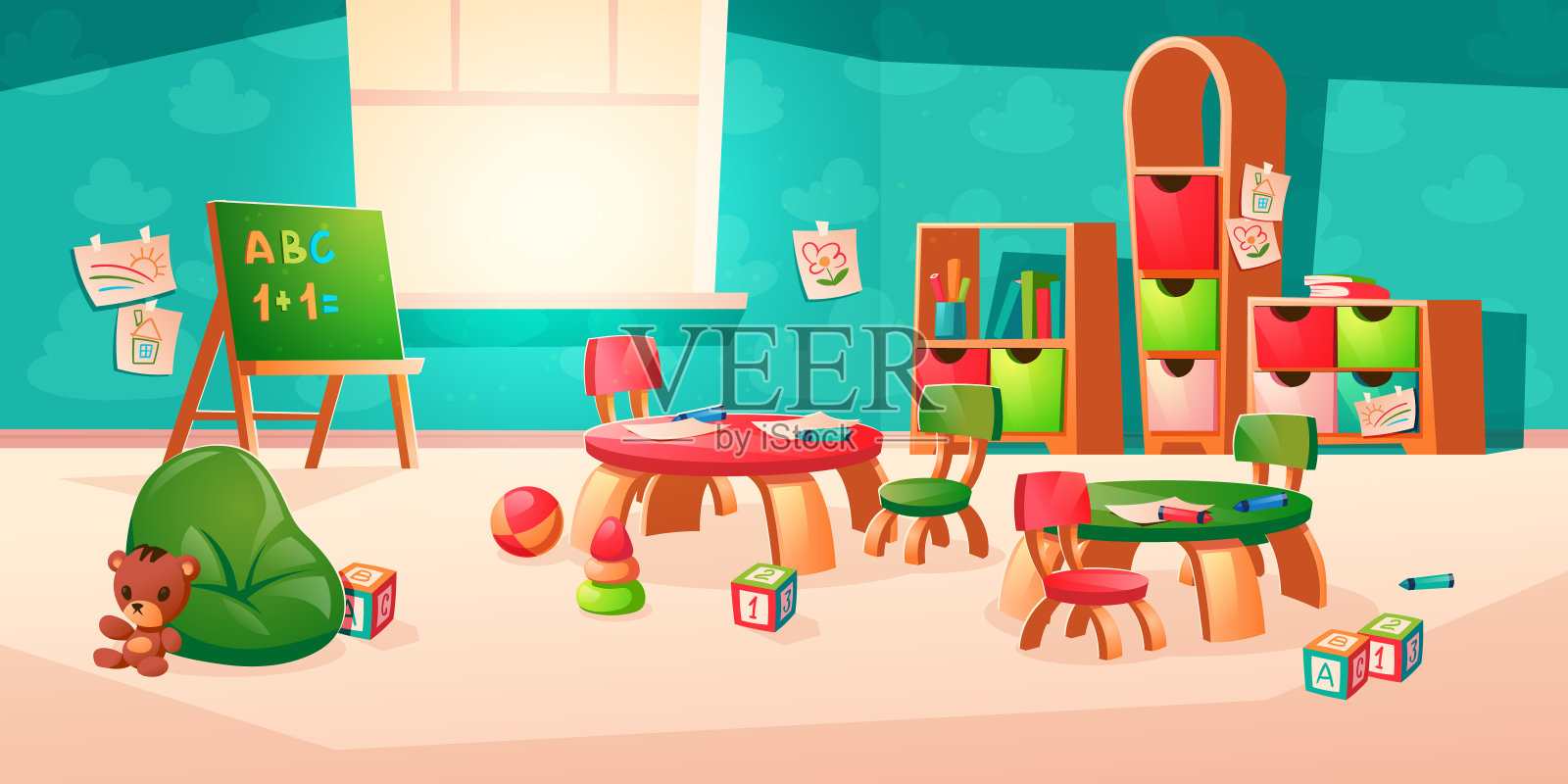 幼儿园室内向量插画图片素材