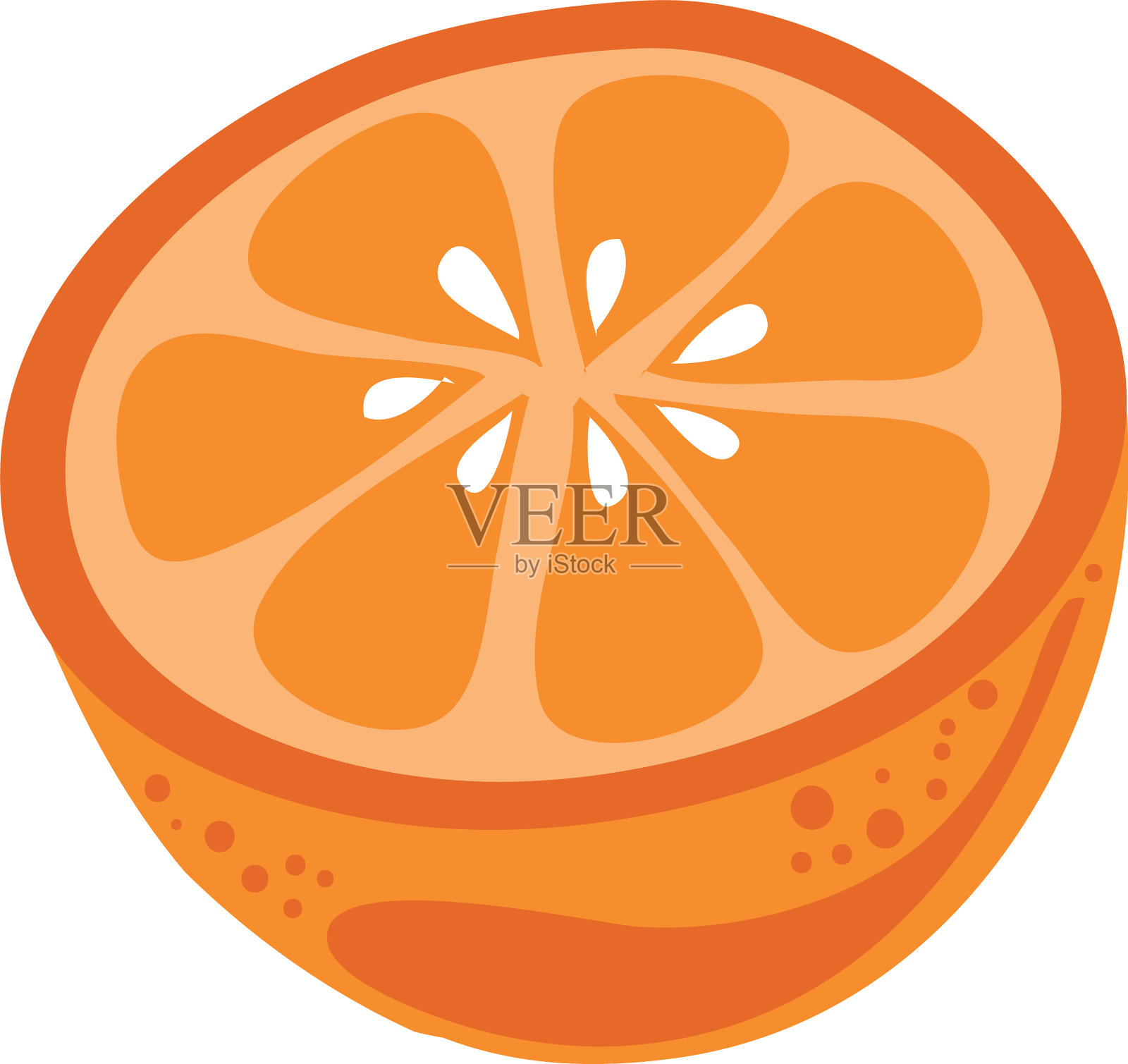 鲜橙半果孤立图标设计元素图片