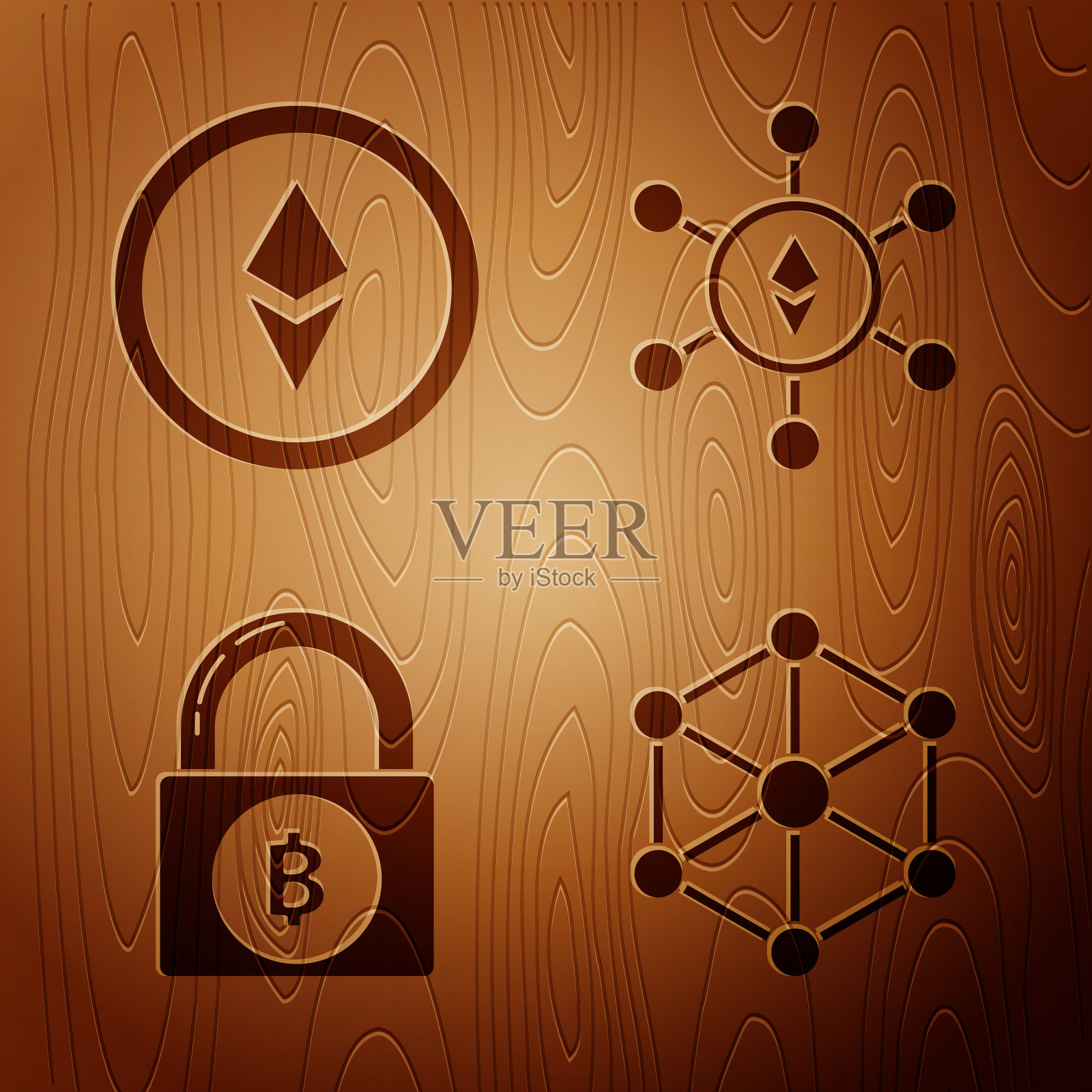 设置区块链技术加密货币图标素材