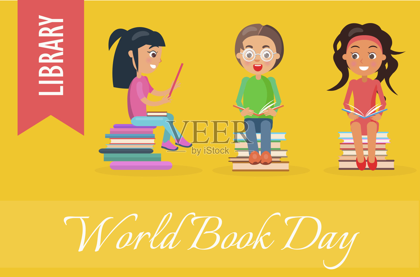 世界图书日儿童海报插画图片素材