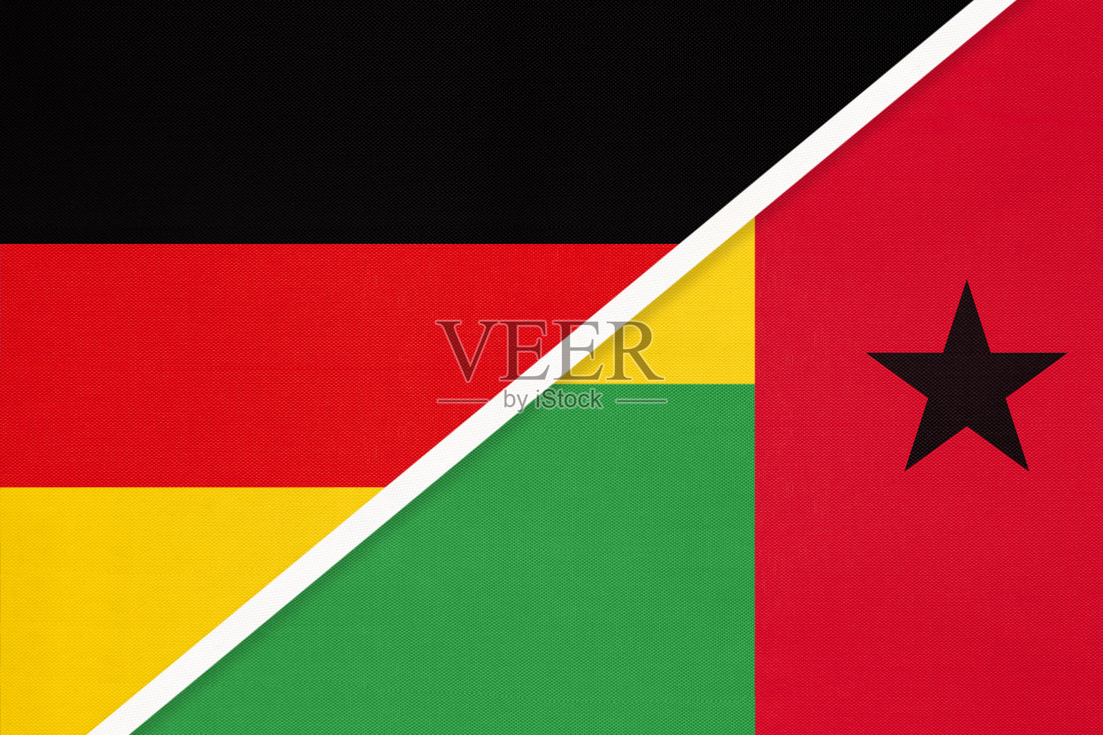 德国vs几内亚比绍,两国国旗的象征。欧洲和非洲国家之间的关系。插画图片素材