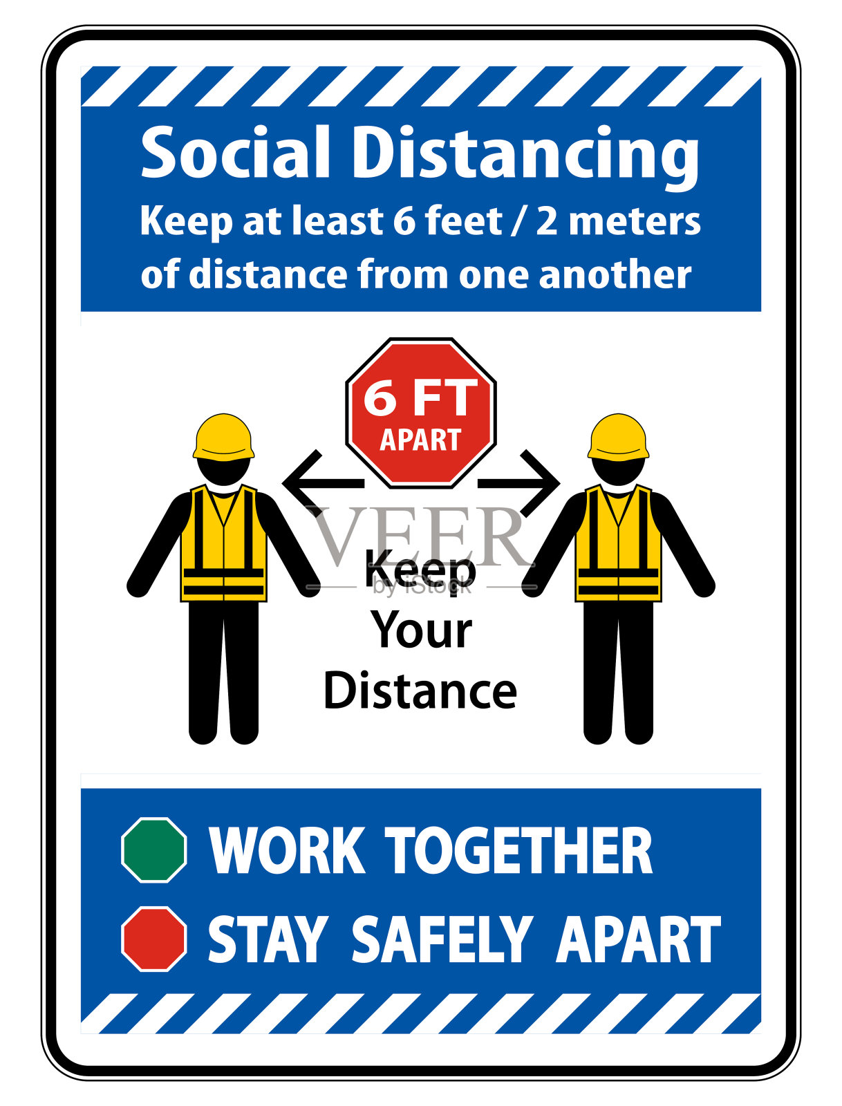 社会距离建设标志孤立在白色背景,向量插图EPS.10插画图片素材