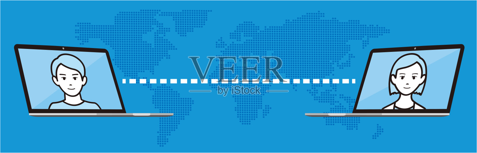 虚拟会议图像的说明插画图片素材