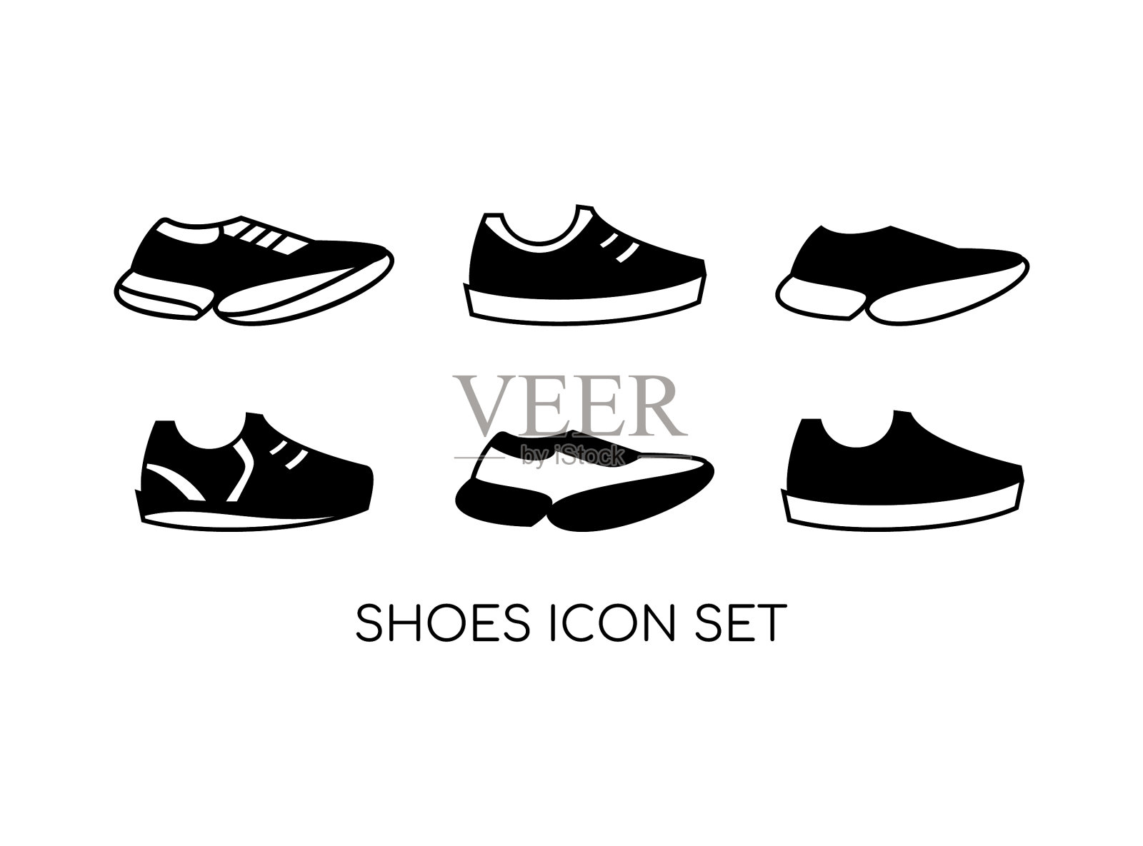 设置鞋子图标在单色风格图标素材