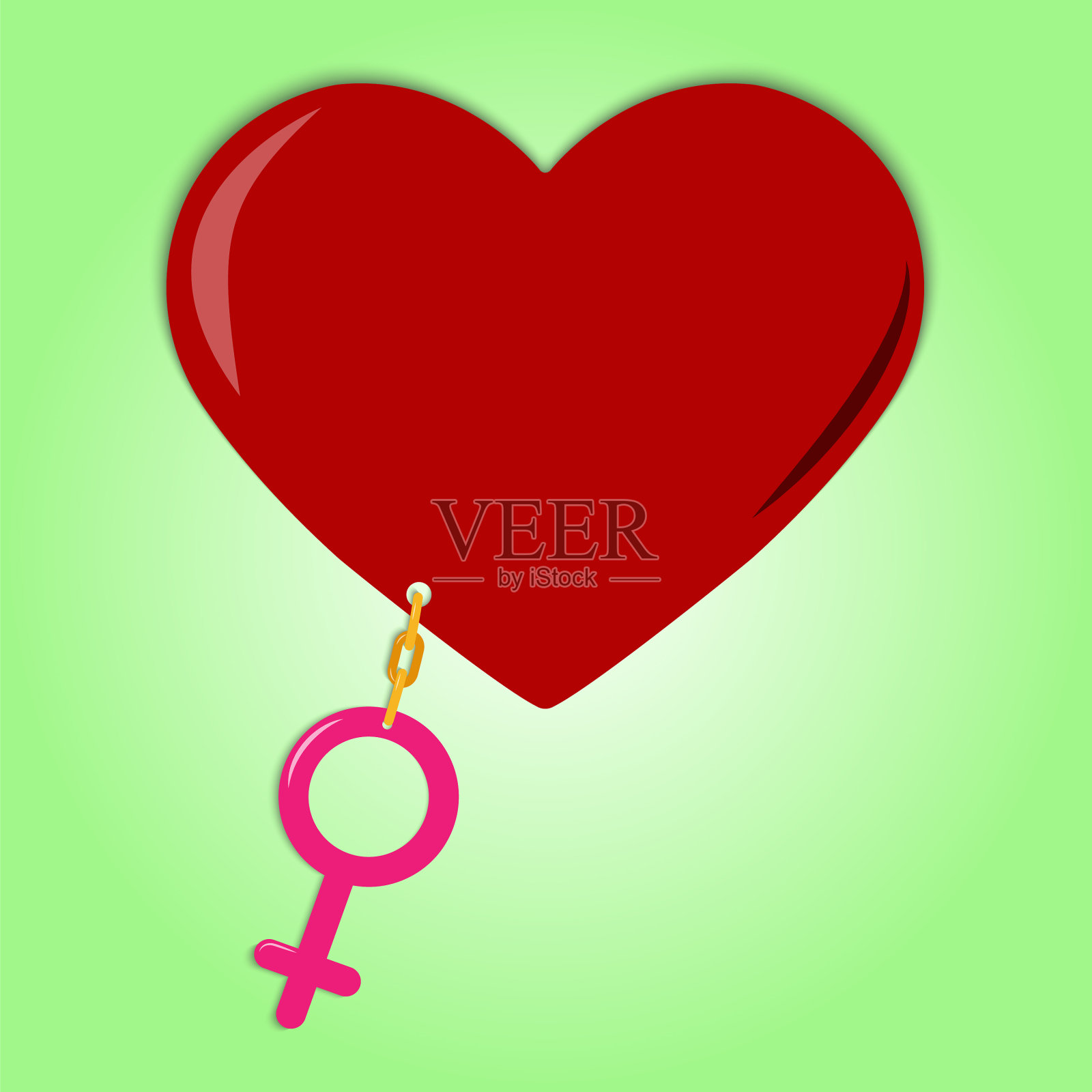 心形和女性符号的链子插画图片素材