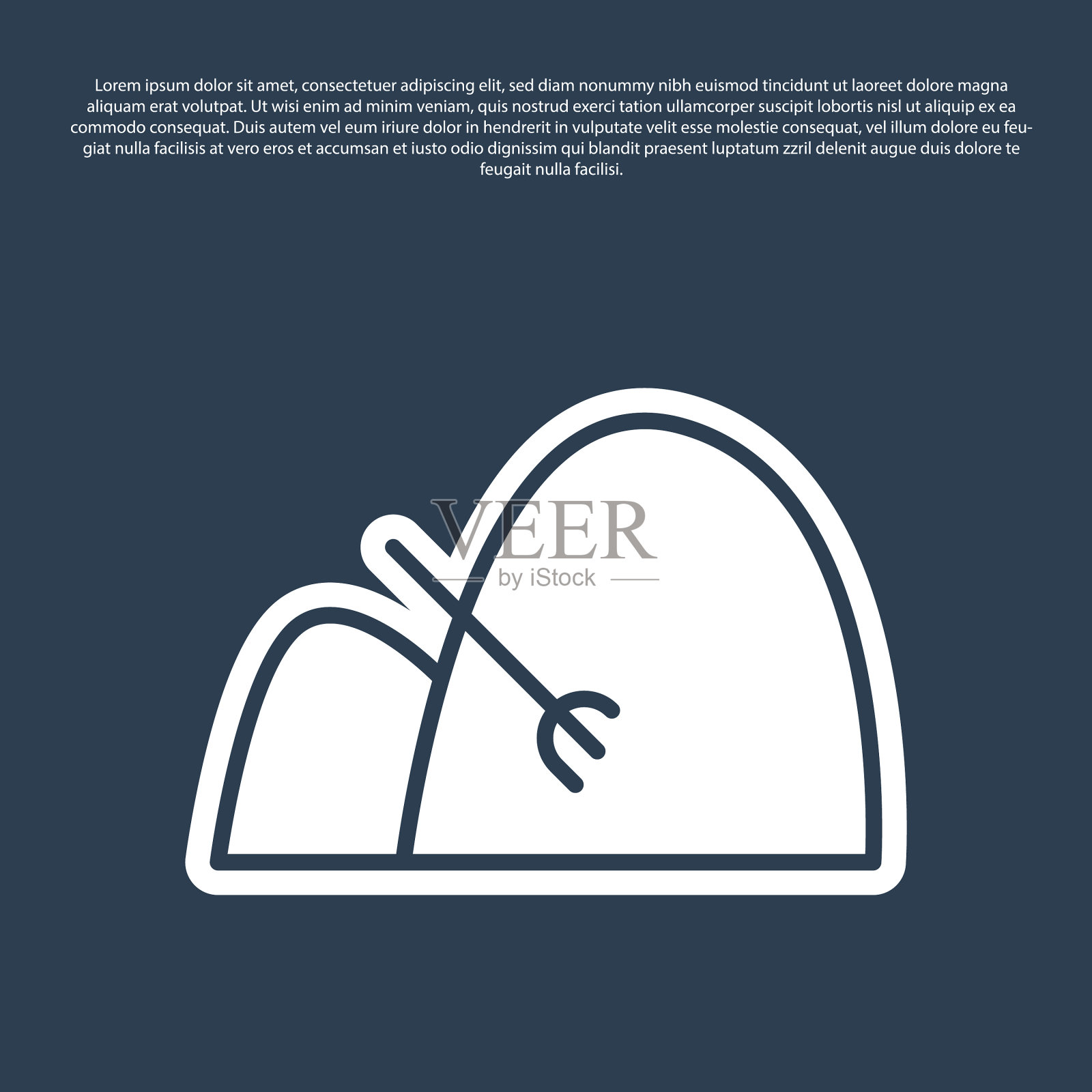 蓝线捆干草和耙图标隔离图标素材