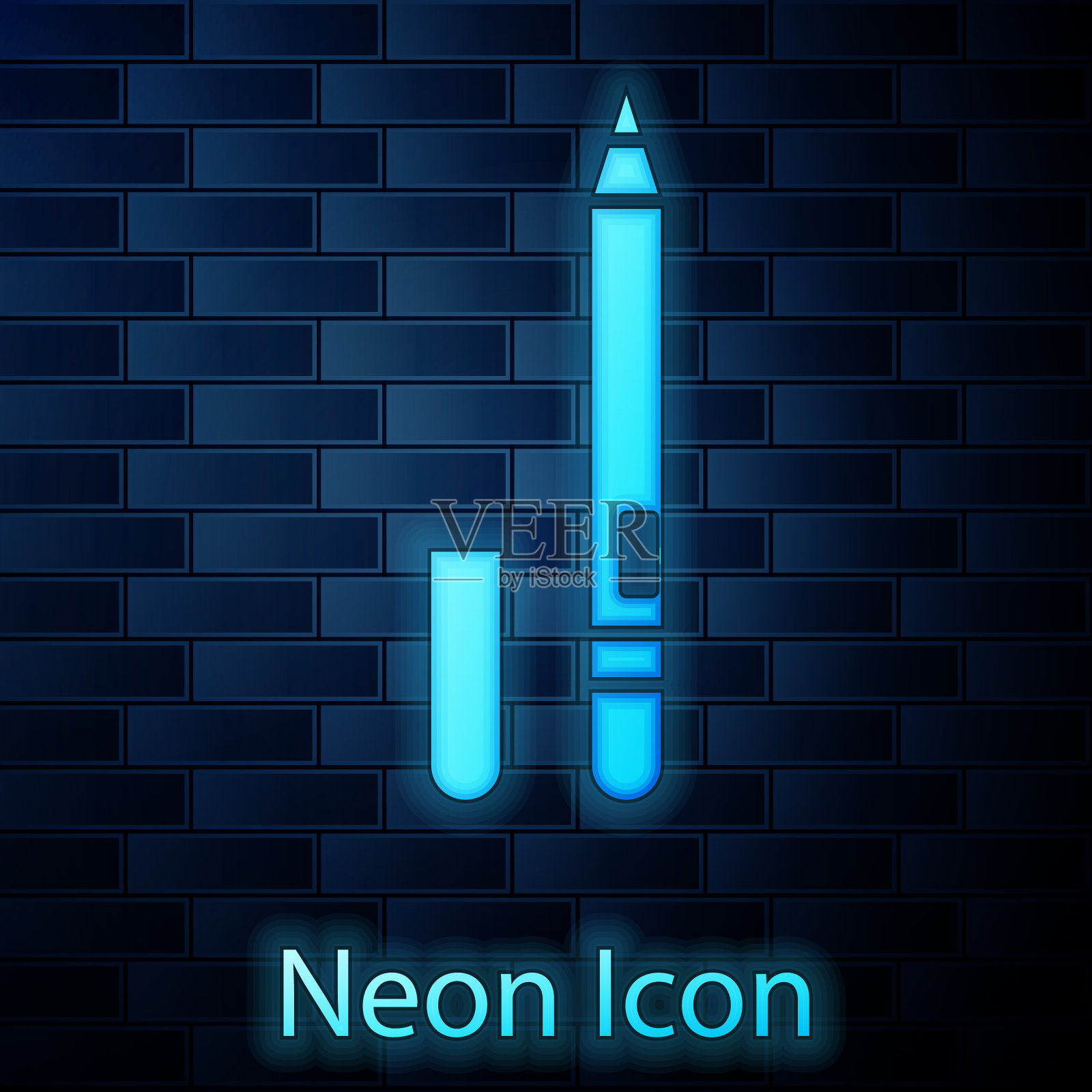 发光的霓虹眼线眉图标孤立上插画图片素材